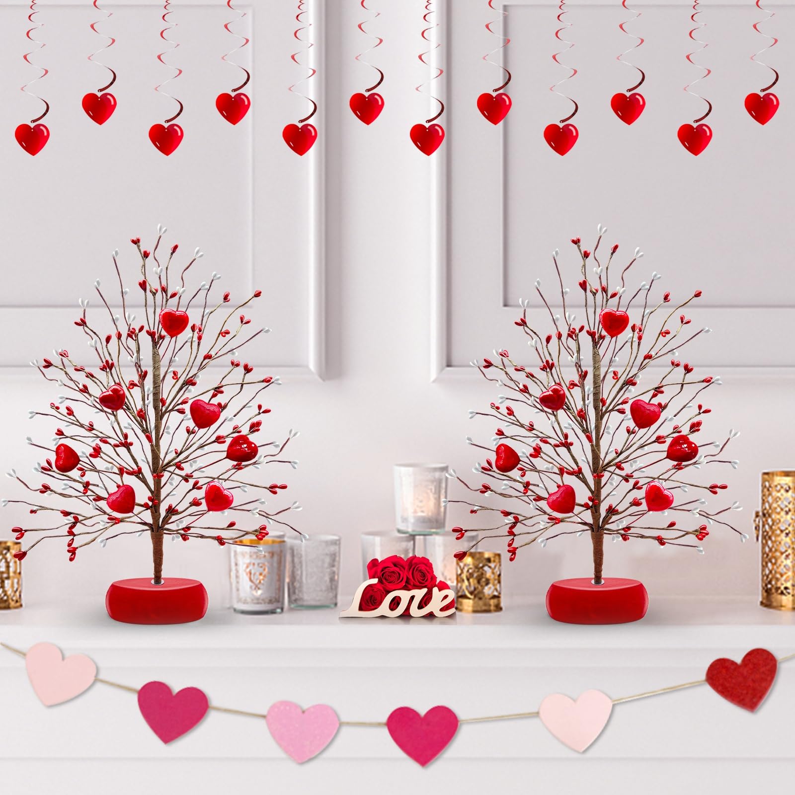 Amazon.com: TURNMEON 2 Pack Valentines Day Tree Valentine's Day