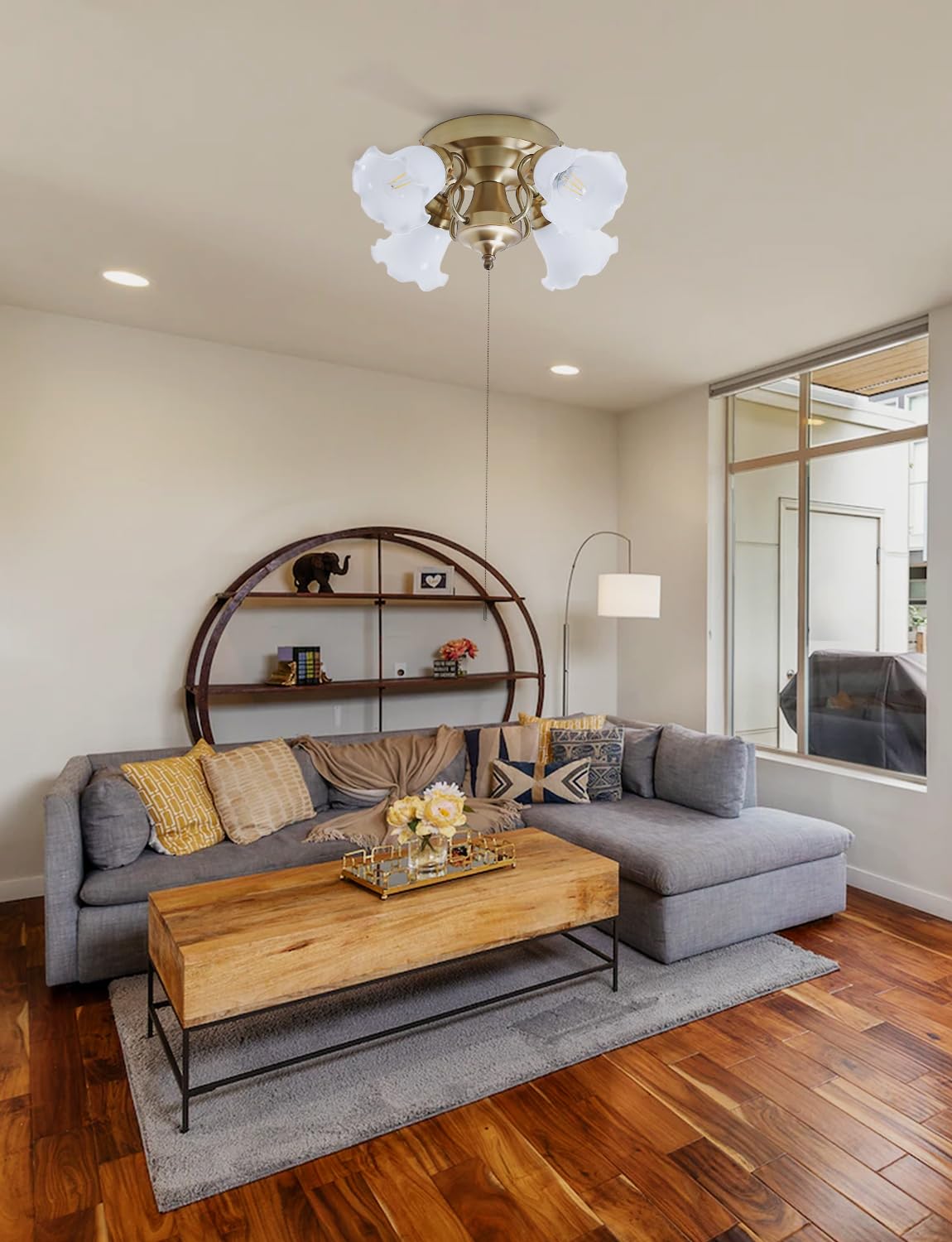 Amazon.co.jp : シャンデリア 4灯 ペンダントライト ガラス 真鍮