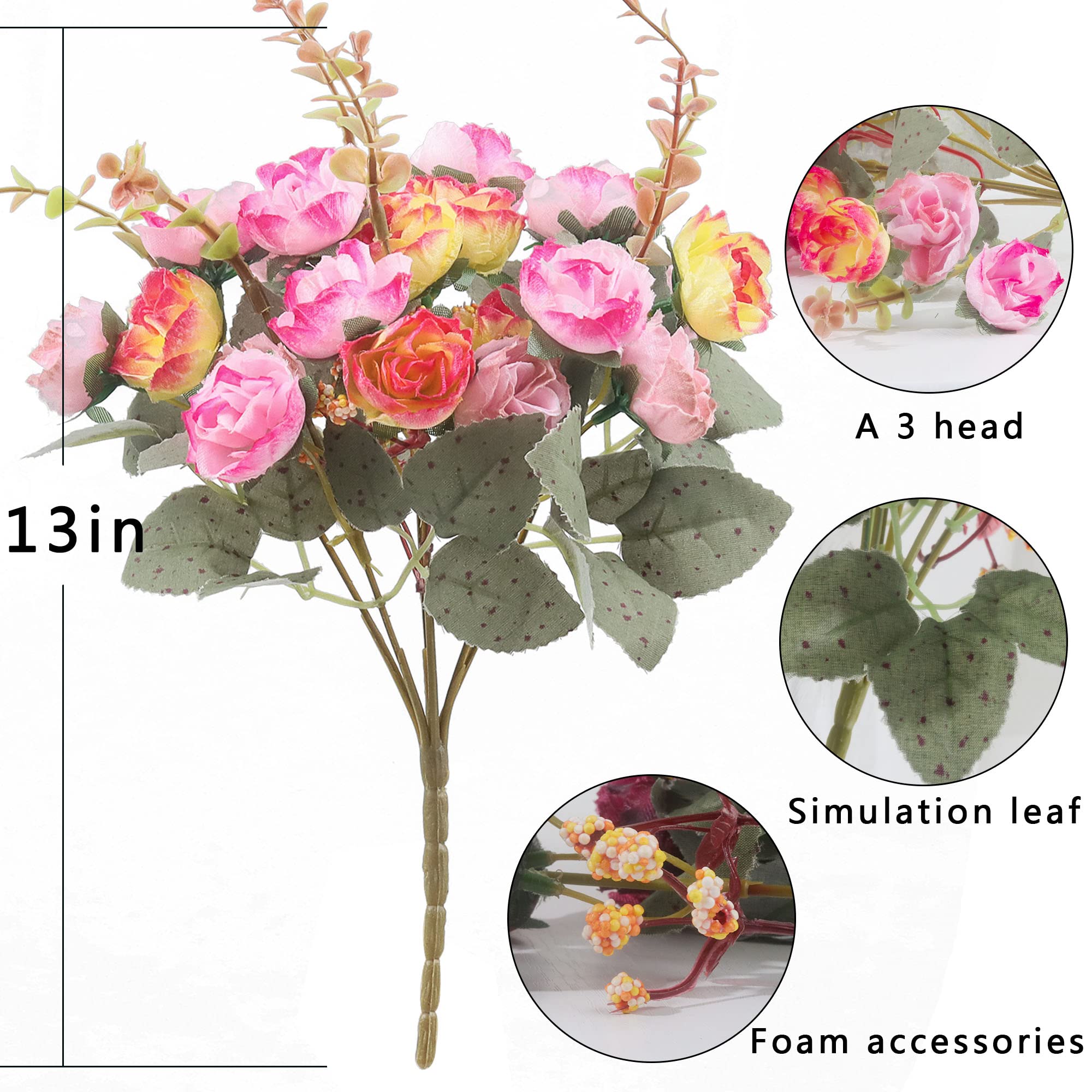 Amazon｜MOOMass7 ブランチ 21 ヘッド 人工シルク ミニローズ