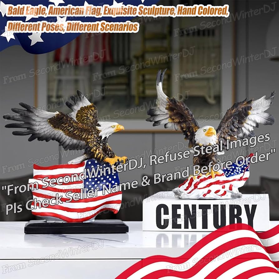 Amazon.co.jp: 白頭ワシの像 家族の装飾 野鳥の彫刻、アメリカ国旗