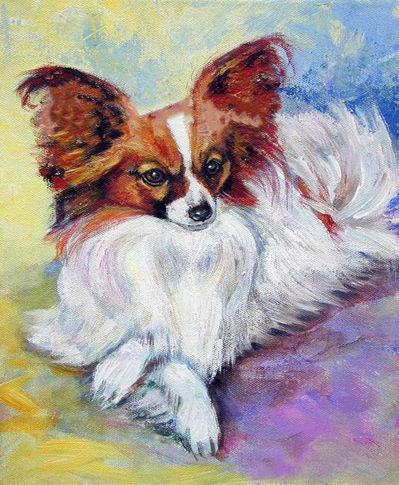 Amazon | パピヨン犬-DIY5Dダイヤモンド絵画キットペット動物クロス