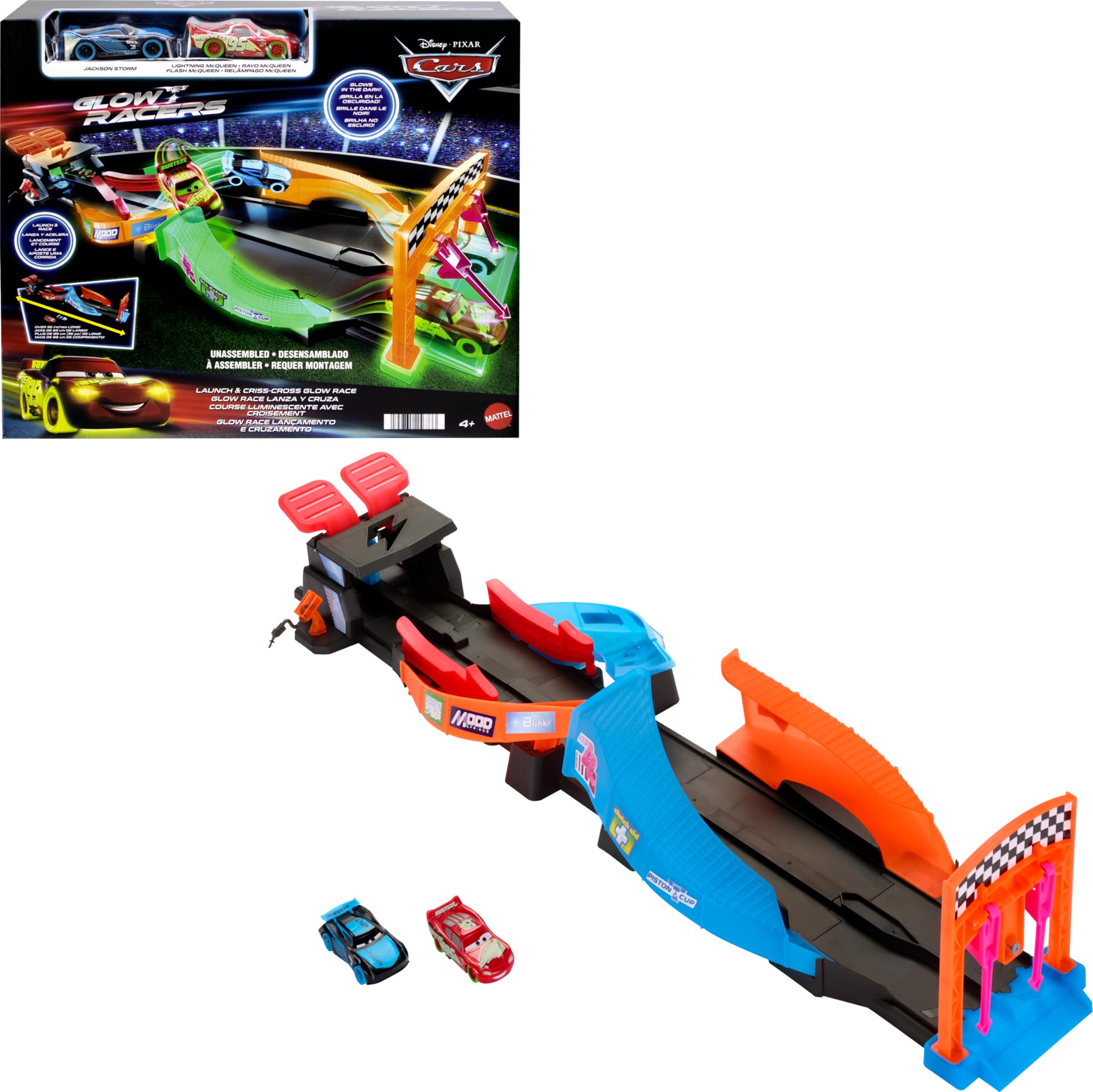 Amazon.com: Mattel Disney and Pixar Cars Glow Racers Track Set