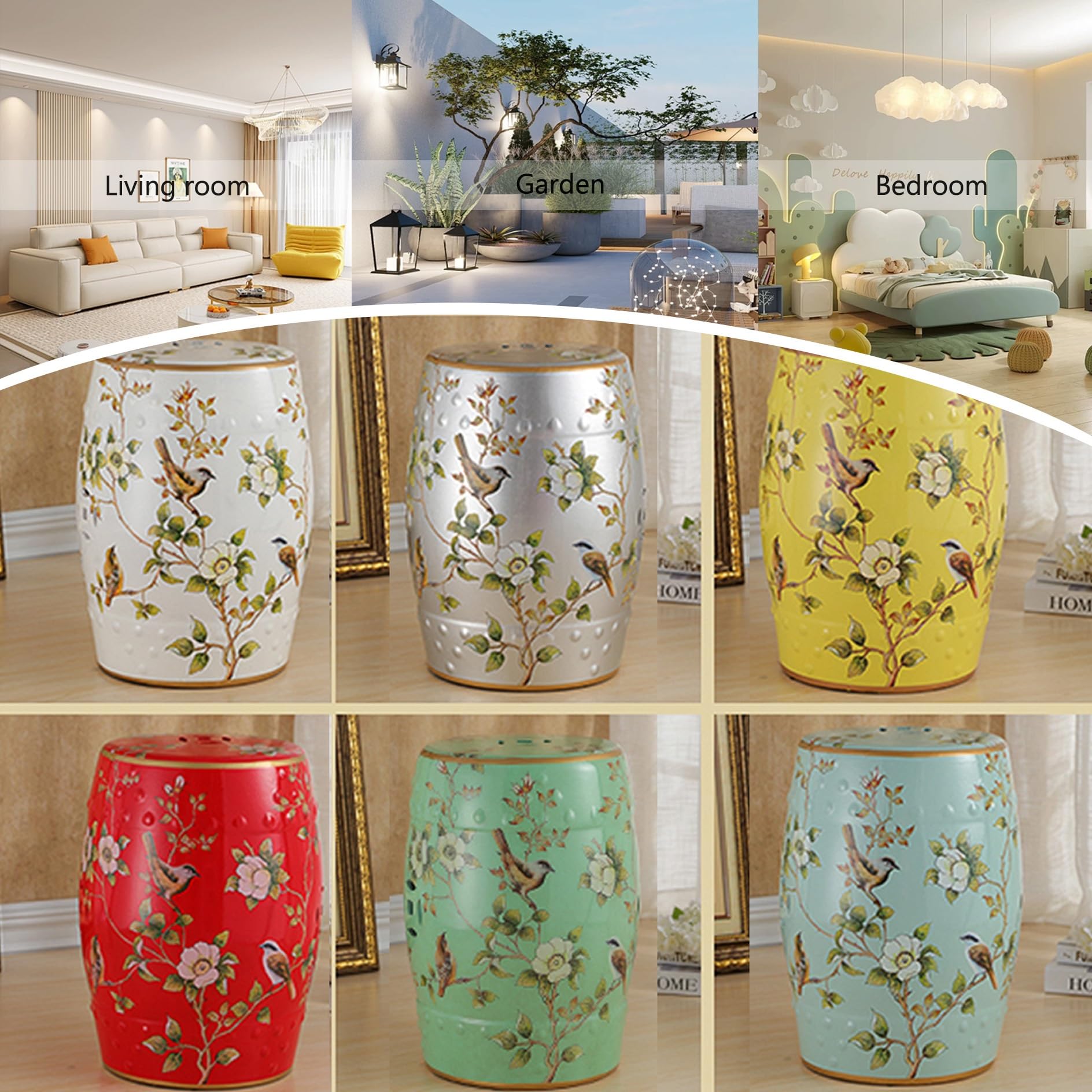 Amazon.co.jp: ガーデンスツール 陶器スツール イス 腰掛け 花台