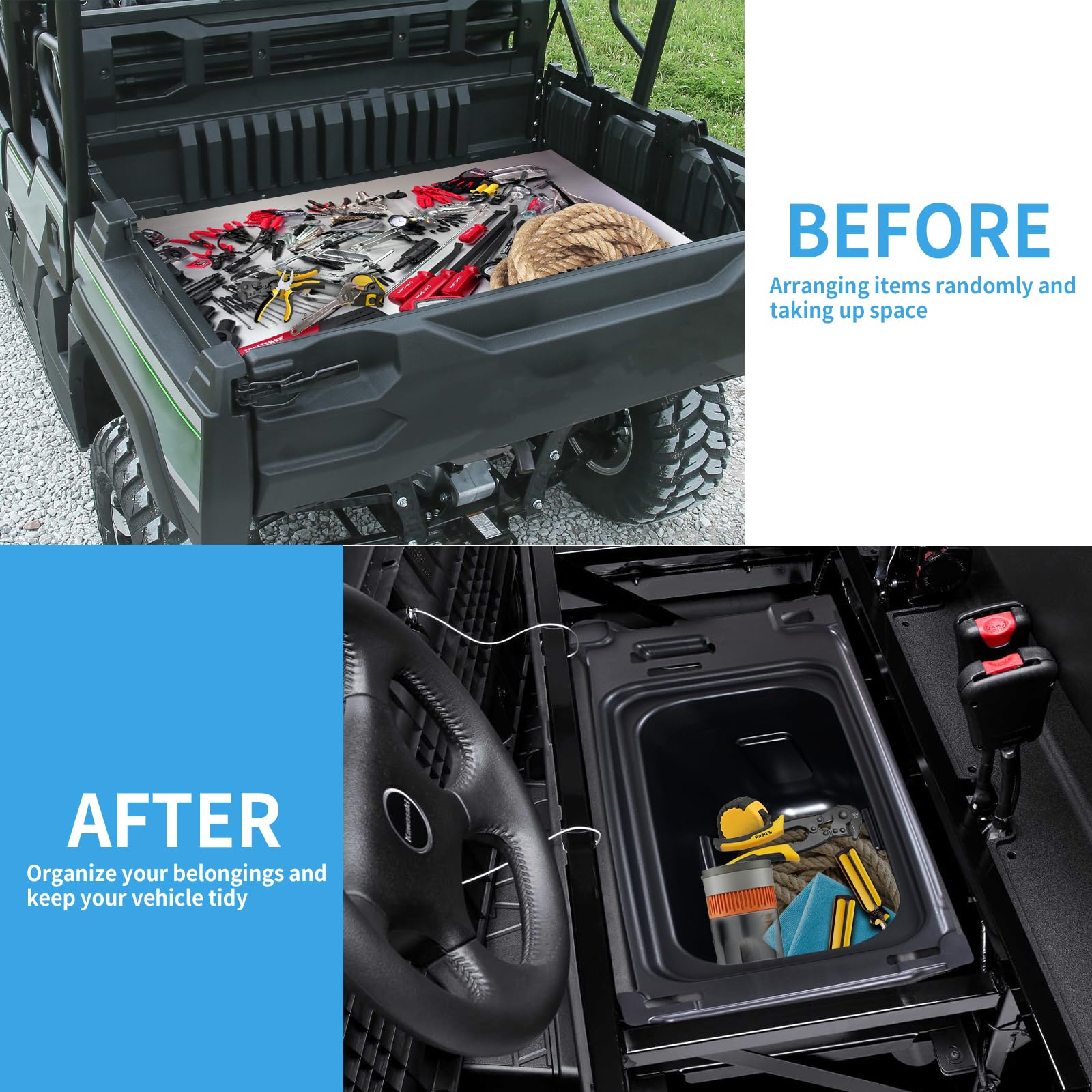 Amazon.co.jp: CPOWACE シート下収納ボックス 2015-2023 Kawasaki Mule