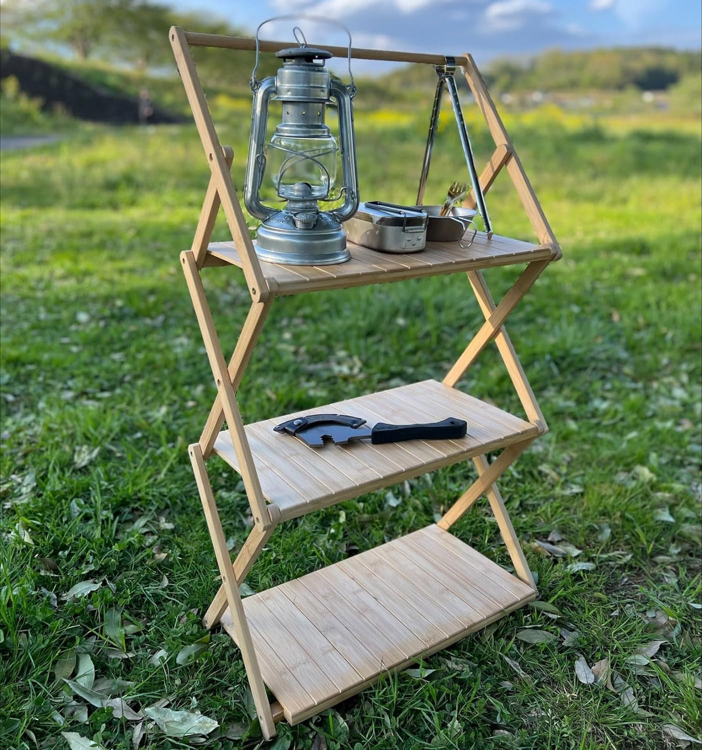 Amazon.co.jp: LandField ランドフィールド 竹製 3段ラック 折りたたみ