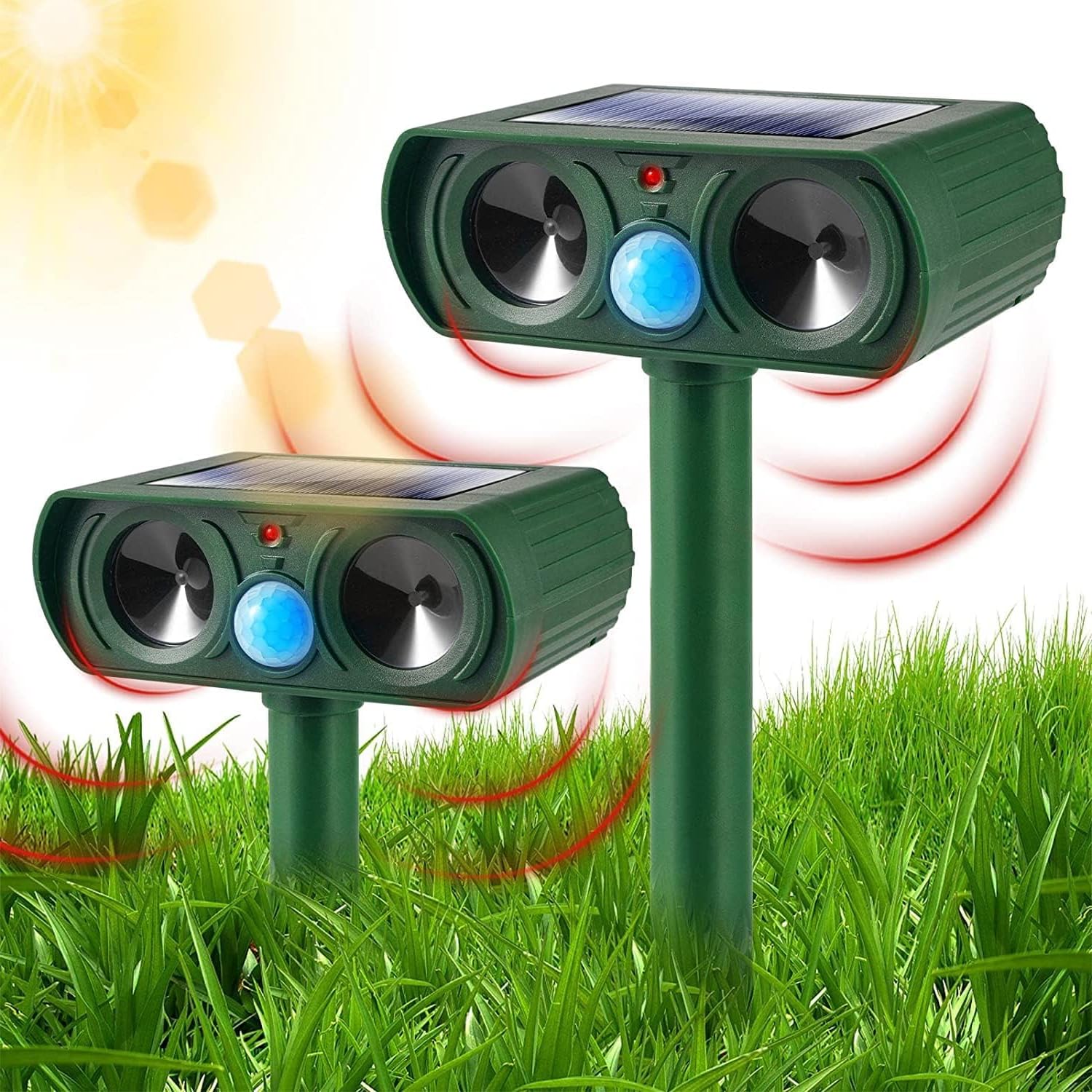 Amazon.co.jp: 【2個セット】動物撃退器 猫よけ 鳥よけ 超音波 害獣