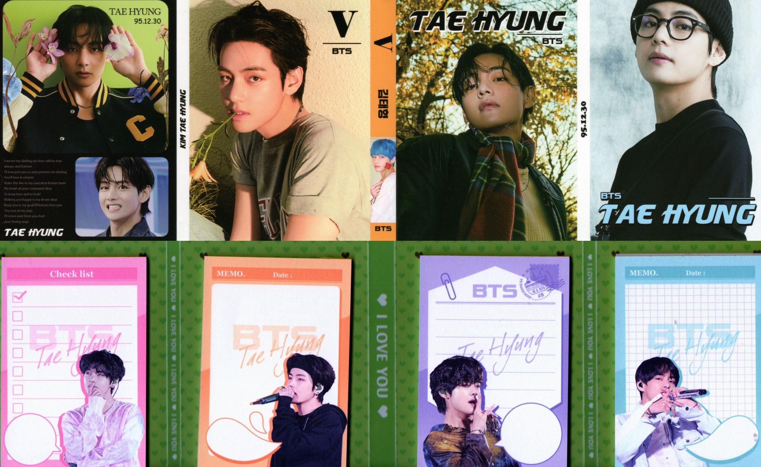 Amazon.co.jp: V テテ グッズ メモ帳 80枚セット 写真入り メモパッド