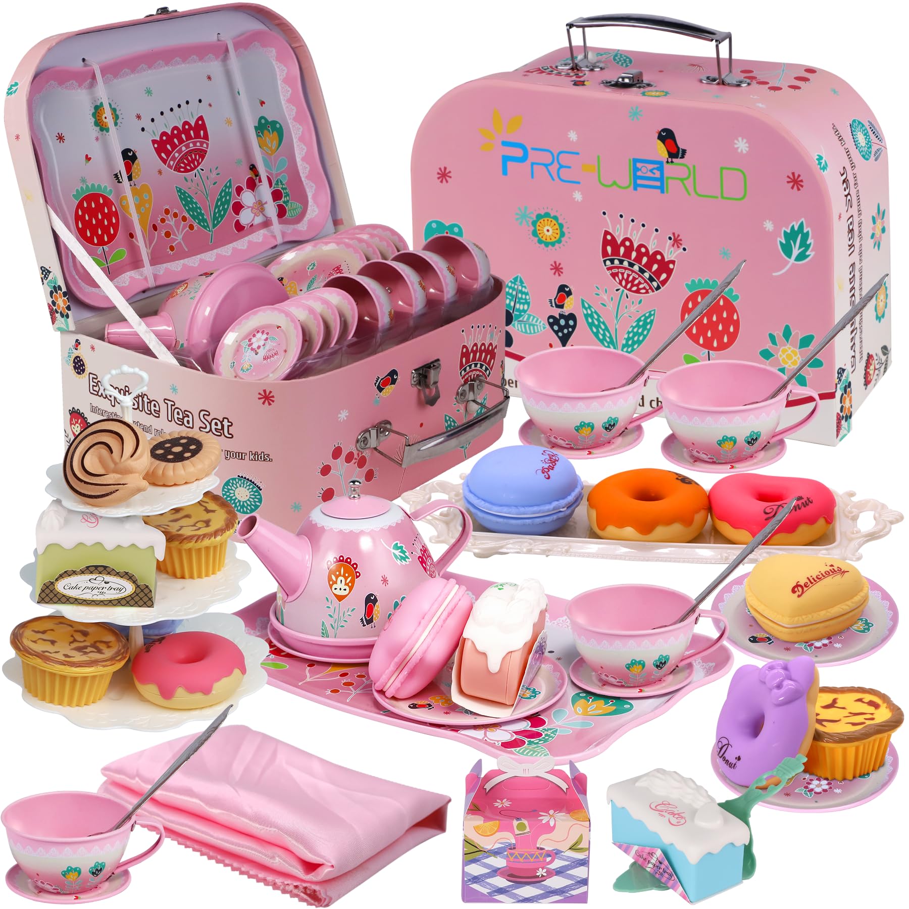 Tea Party Set for Little Girls,PRE-WORLD Princess Tea Time Toy