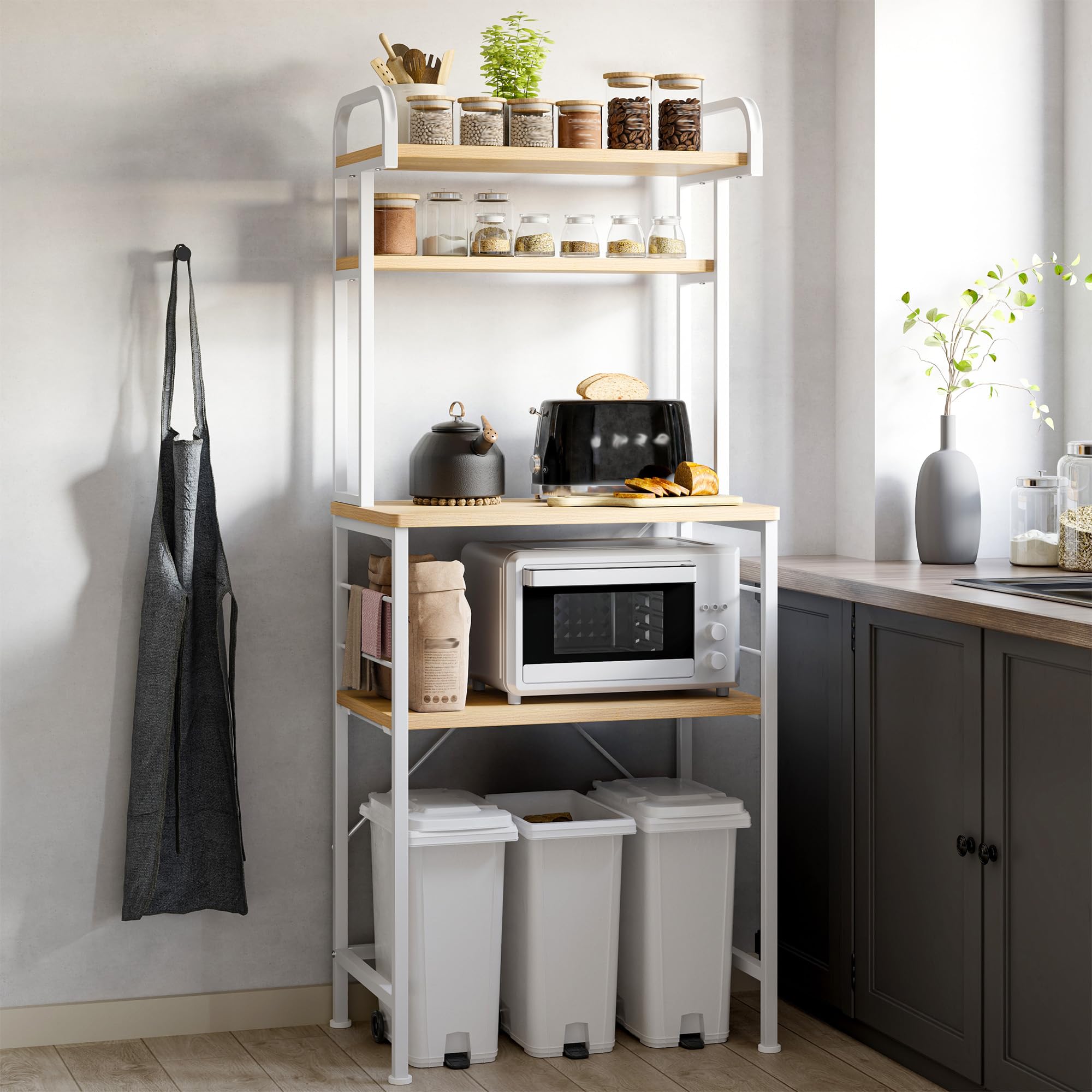 Amazon.co.jp: REIBII キッチンラック ゴミ箱上ラック レンジボード