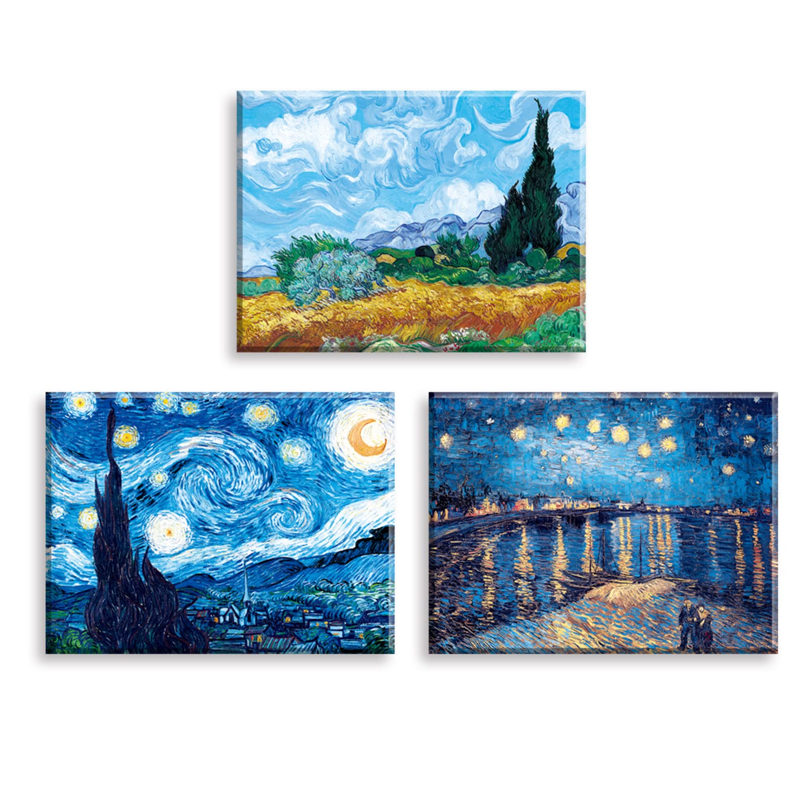 Amazon.co.jp: PIY PAINTING キャンパス絵画『星空の夜、麦畑の柏複製