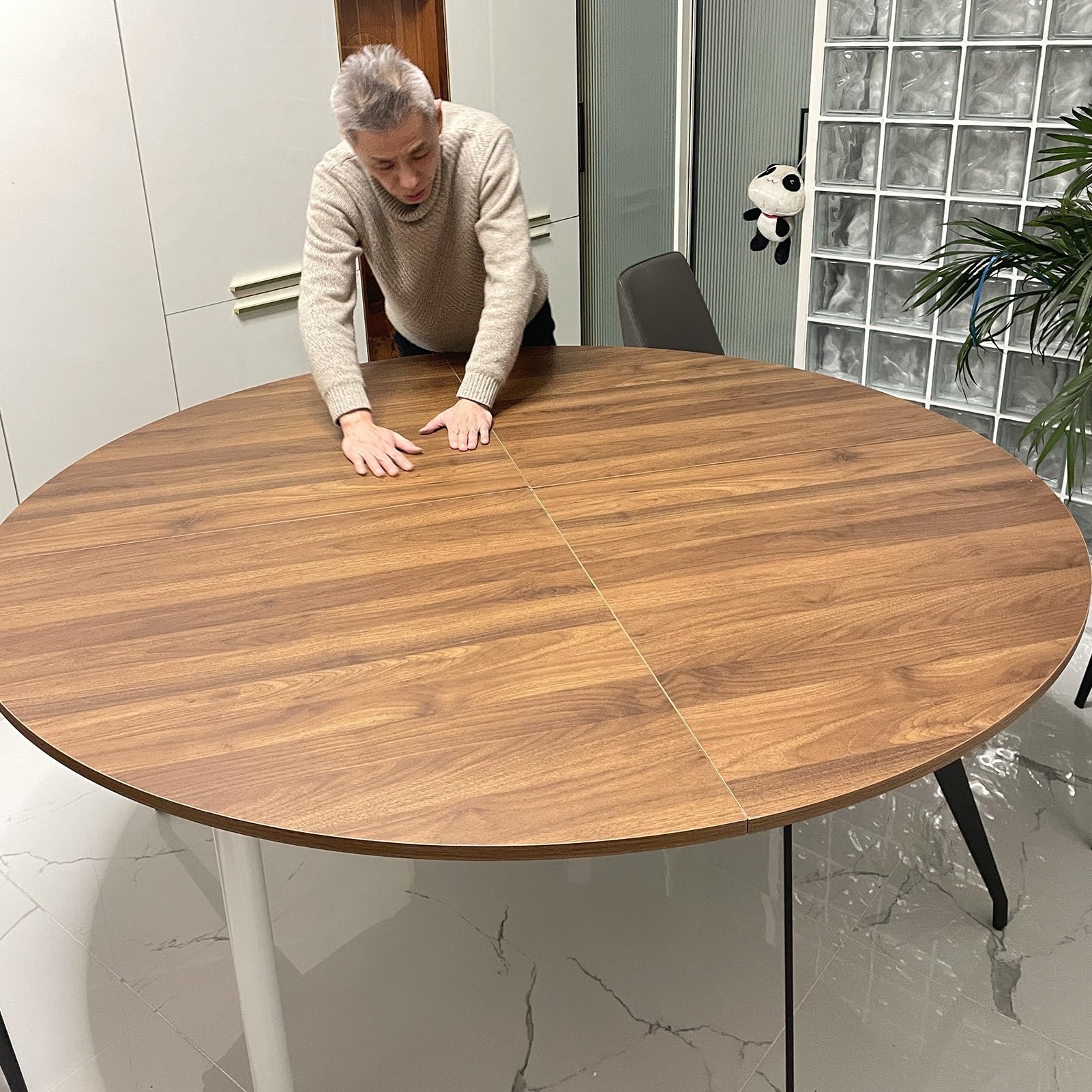 Amazon.co.jp: テーブル 天板 丸 四つ折りの円形テーブルトップ、脚