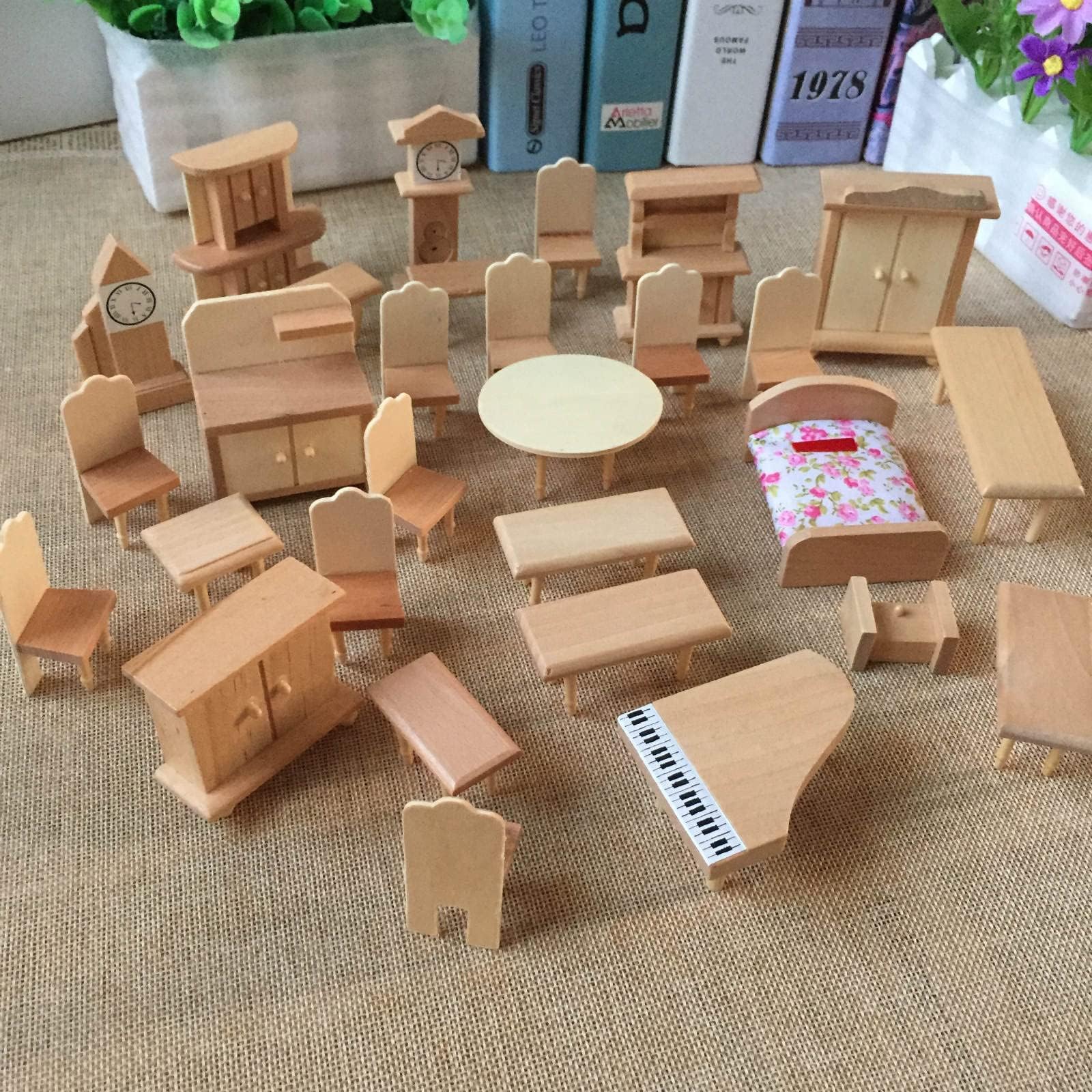 Amazon | 1/24規模素木木造ドールハウスミニチュア家具セットモデル