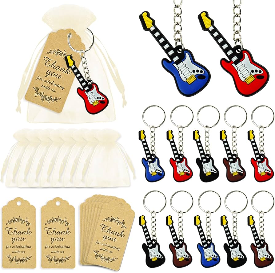 Amazon.com: BANBALLON 12 Sets Guitar Key Chains with Organza Bags