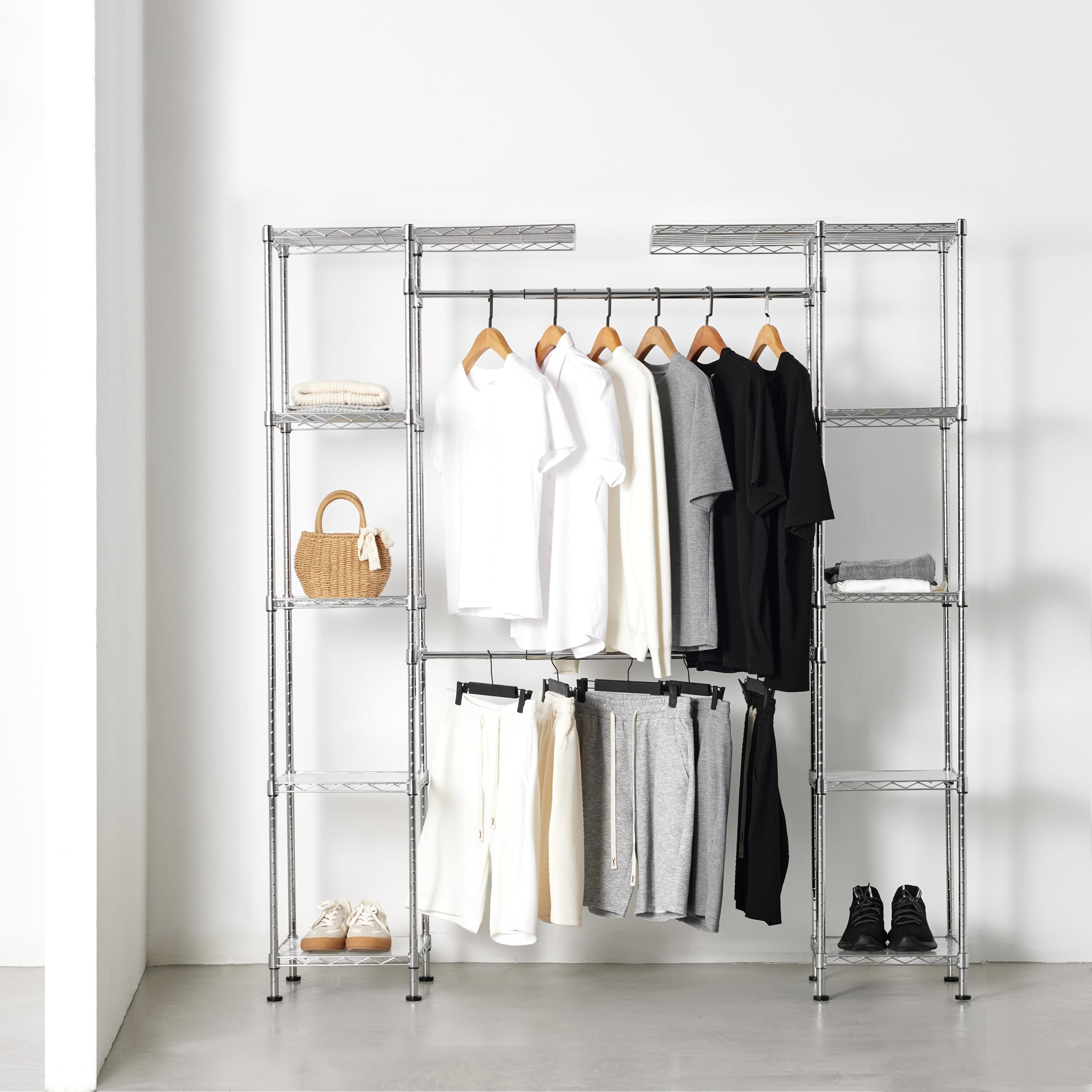 Amazon｜Amazonベーシック ハンガー ラック ワードローブ 収納 延長