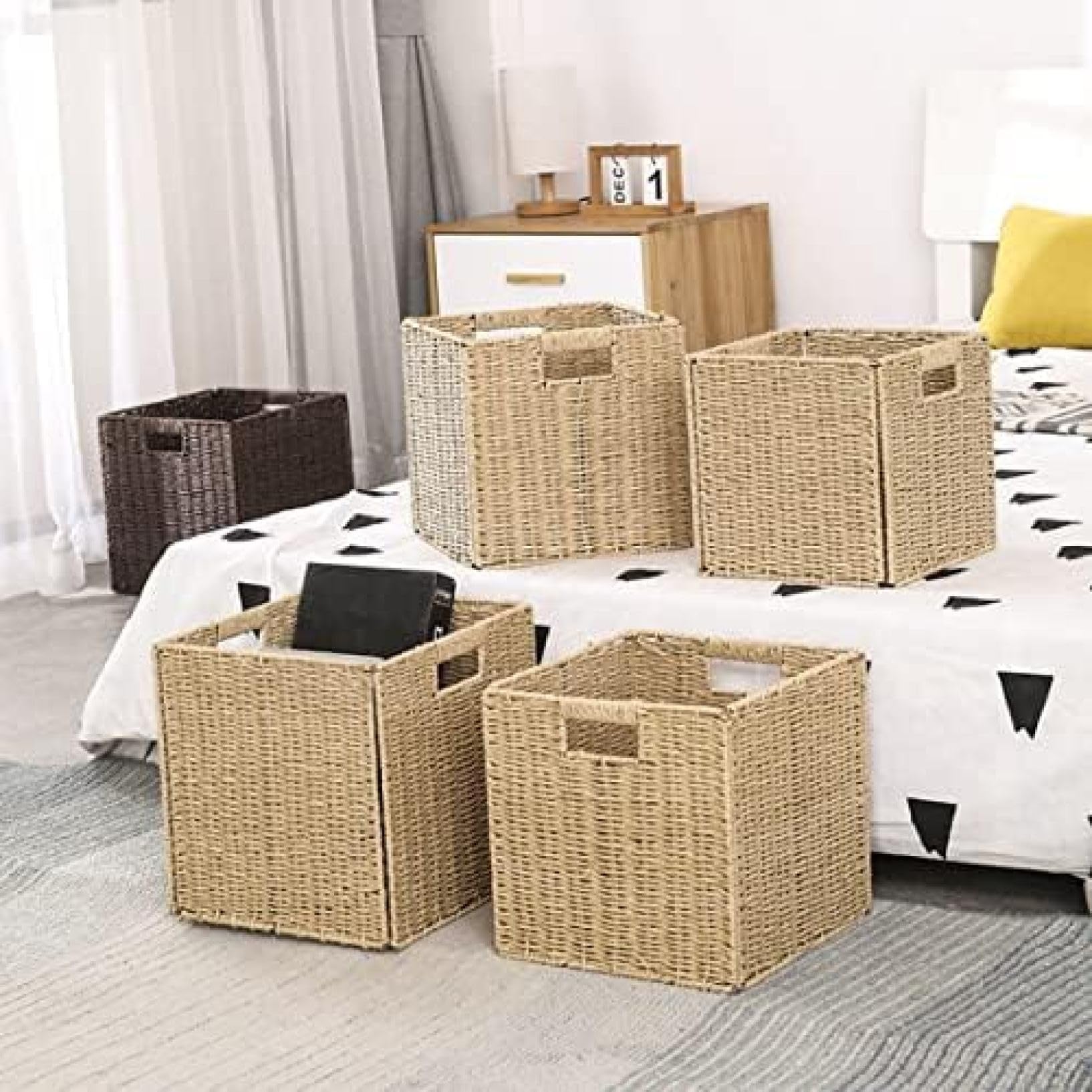 Amazon.co.jp: 籐 収納バスケット 収納ケース 収納ボックス 収納かご