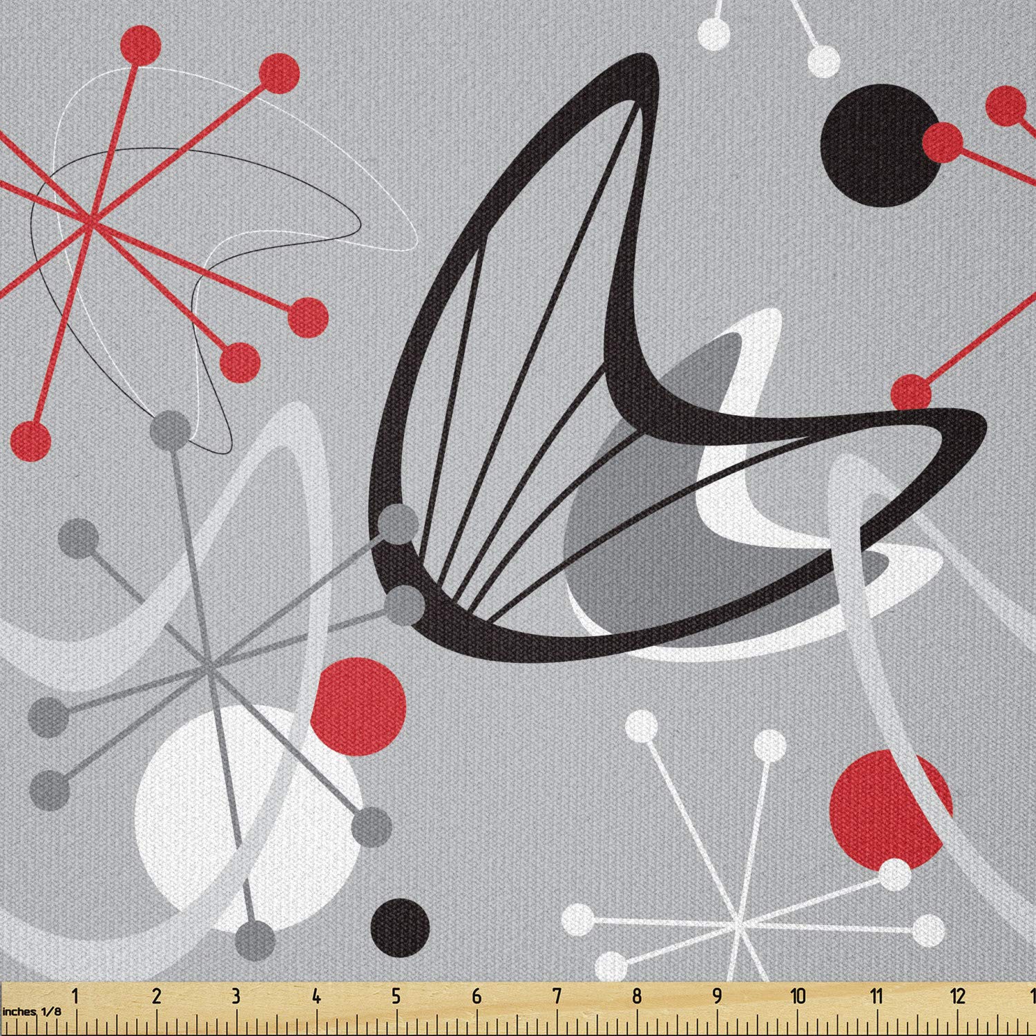 Amazon | Ambesonne ミッドセンチュリー生地 The Yard 科学的インスピ