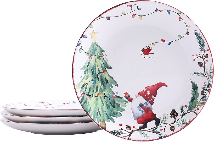 Amazon.com: Bico Christmas Gnomes Salad Plates Set of 4, 8.75 Inch