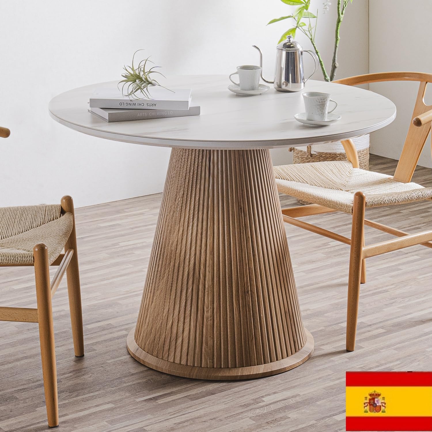 Amazon｜大川家具サンセー ダイニングテーブル 100cm 丸テーブル