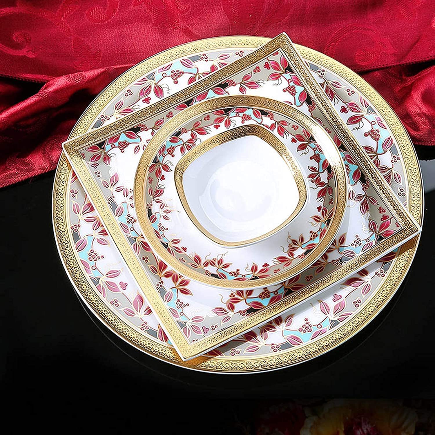 Amazon.co.jp: セラミックディナーセット、81ピースボーンチャイナ食器