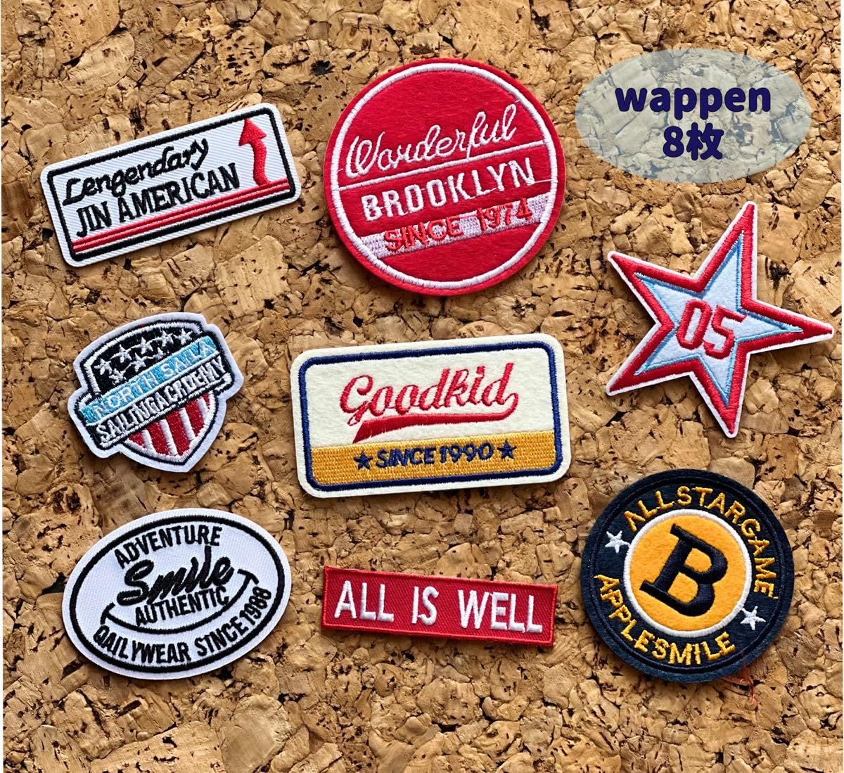 Amazon.co.jp: No0703ワッペン8枚セットビンテージ風アメカジ英字ロゴ
