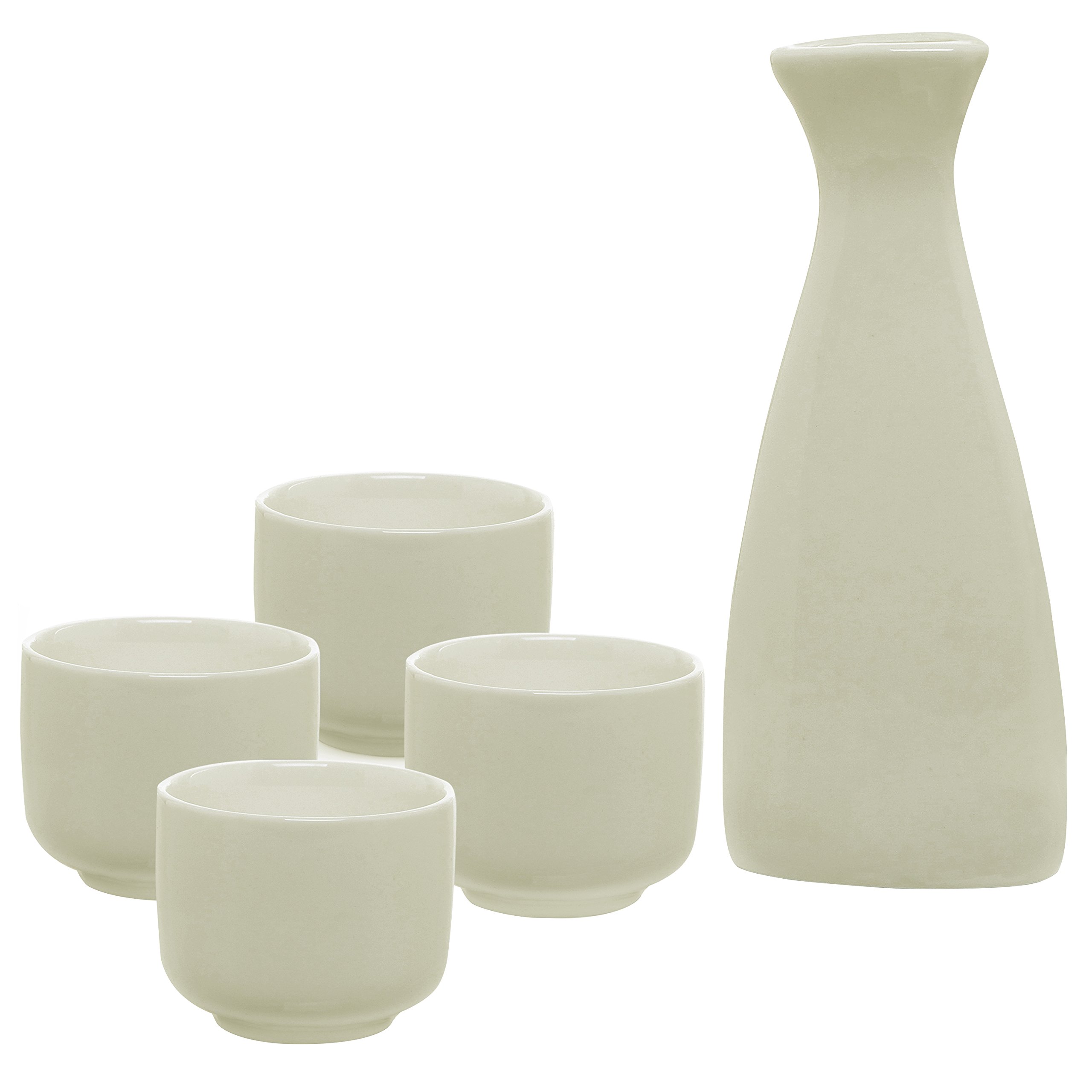 Amazon.com | MyGift White Ceramic Hot Sake Set with Tokkuri Bottle