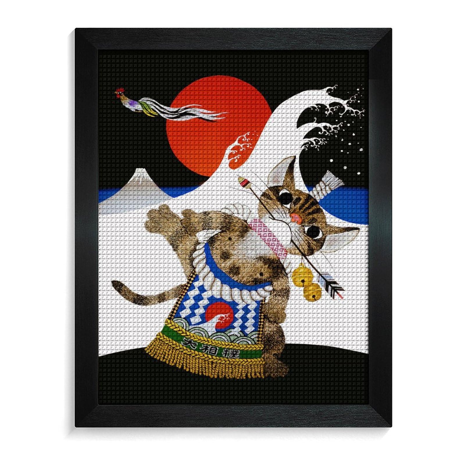 Amazon.co.jp: 藤城清治 猫の相撲とり ダイヤモンド画 5Dダイヤモンド