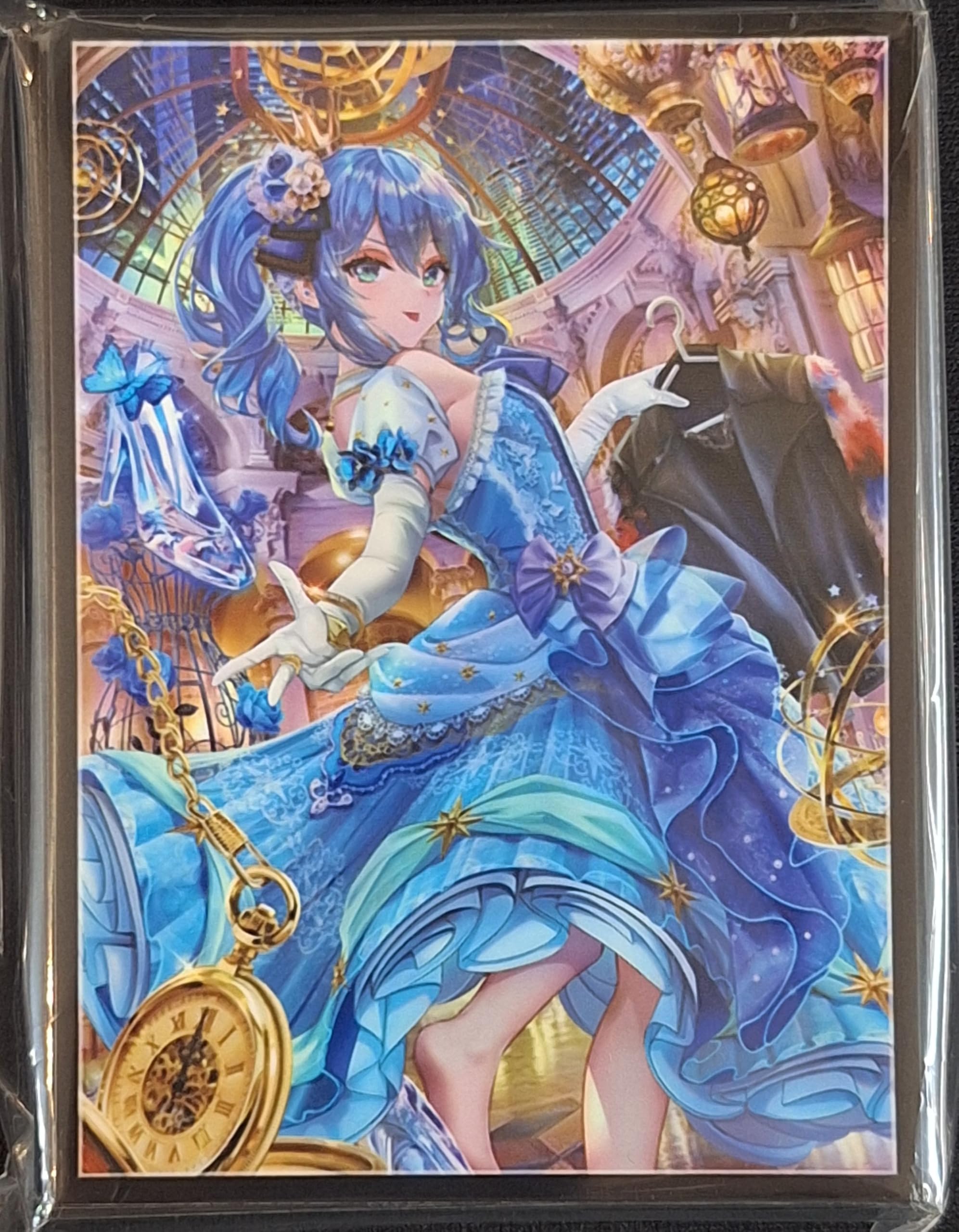 ミッドナイトブルー ホロライブ スリーブ プレイマット チェキ風