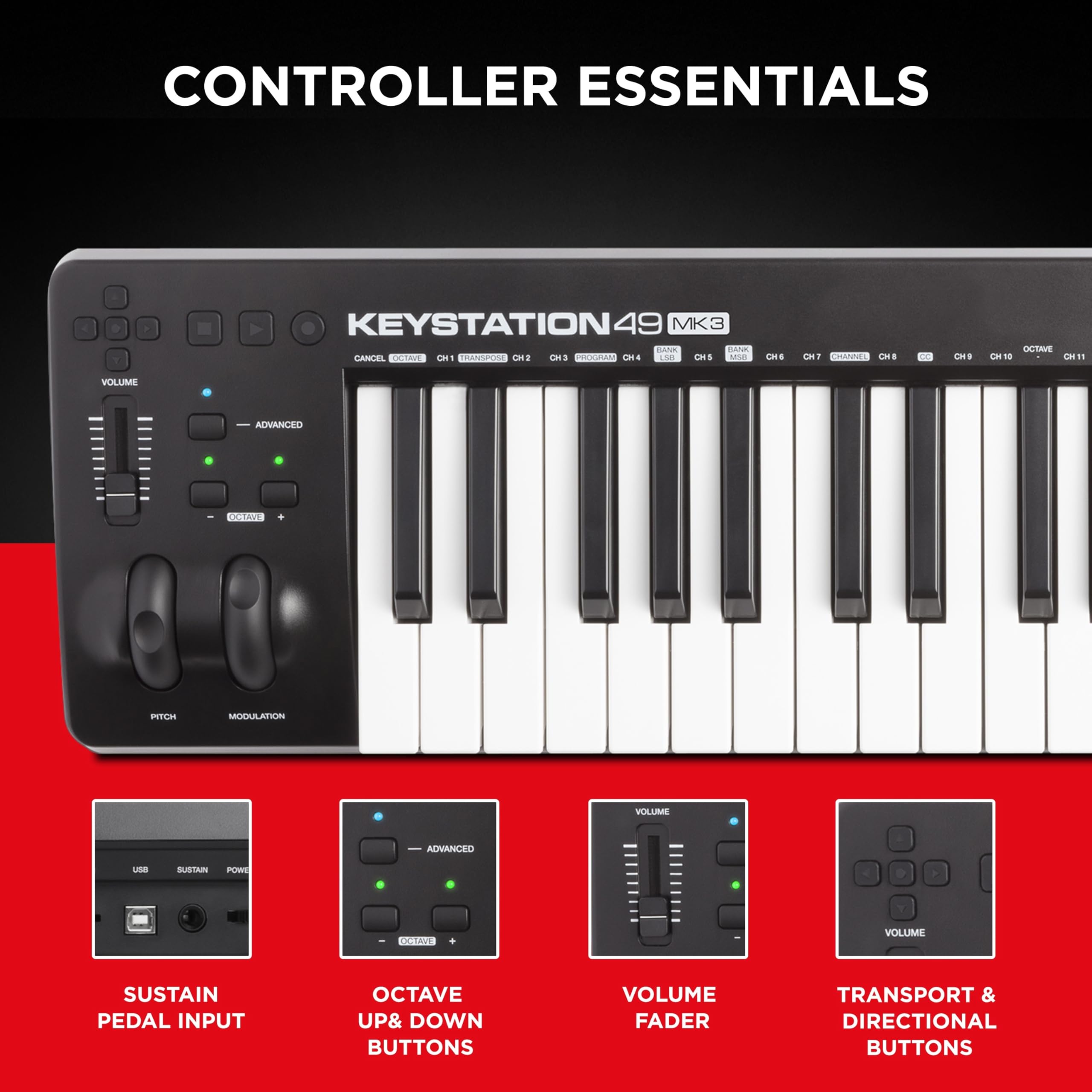 M-Audio Keystation 49 MK3 - Controlador de Teclado MIDI USB com