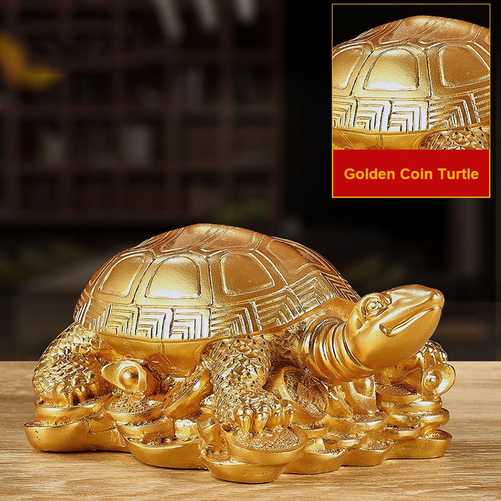 Amazon.co.jp: 中国のお金の亀の置物、樹脂製の亀の像、富の繁栄