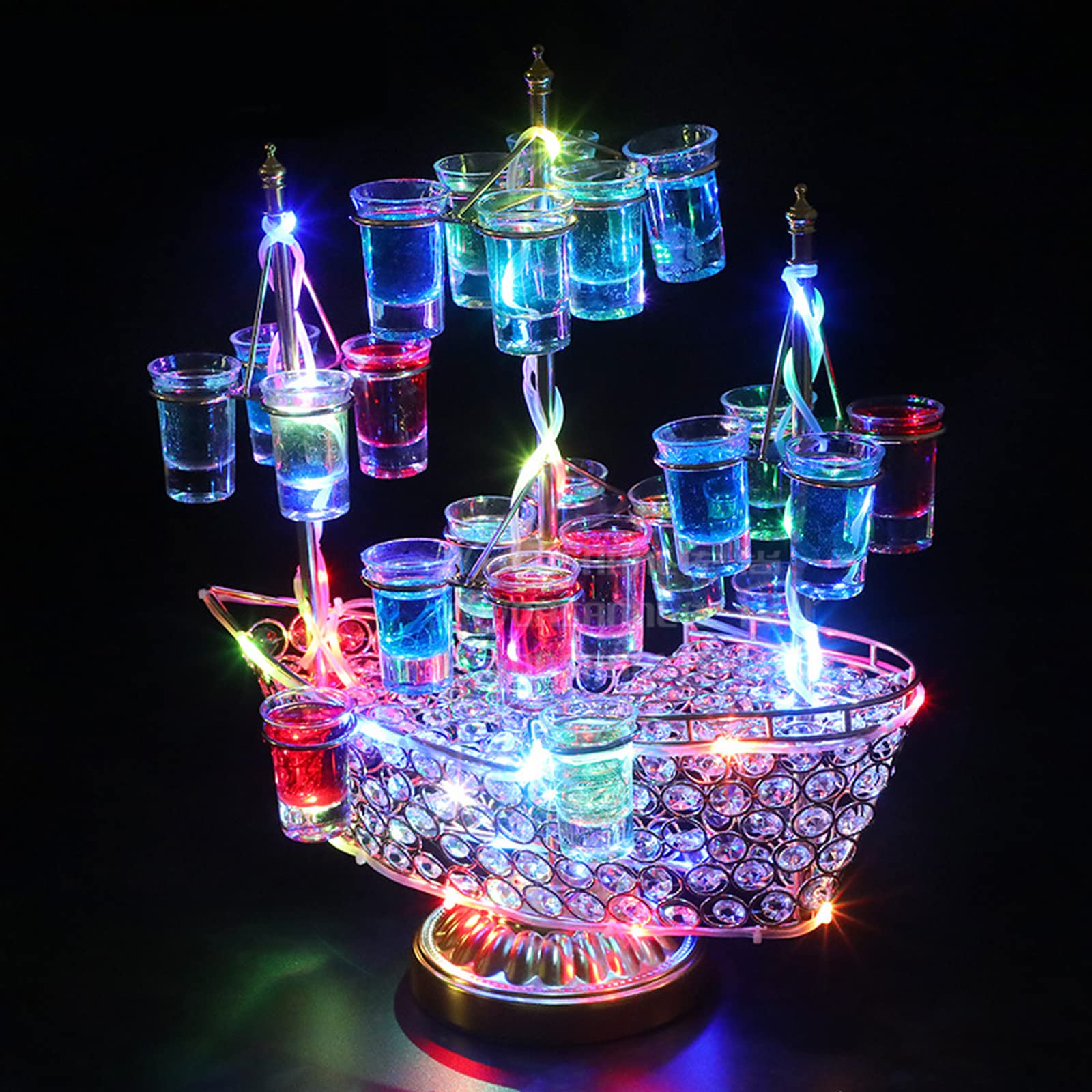 Amazon | QuiExact 幻の船 LED酒ボトルの表示棚 12カップ バーホテル