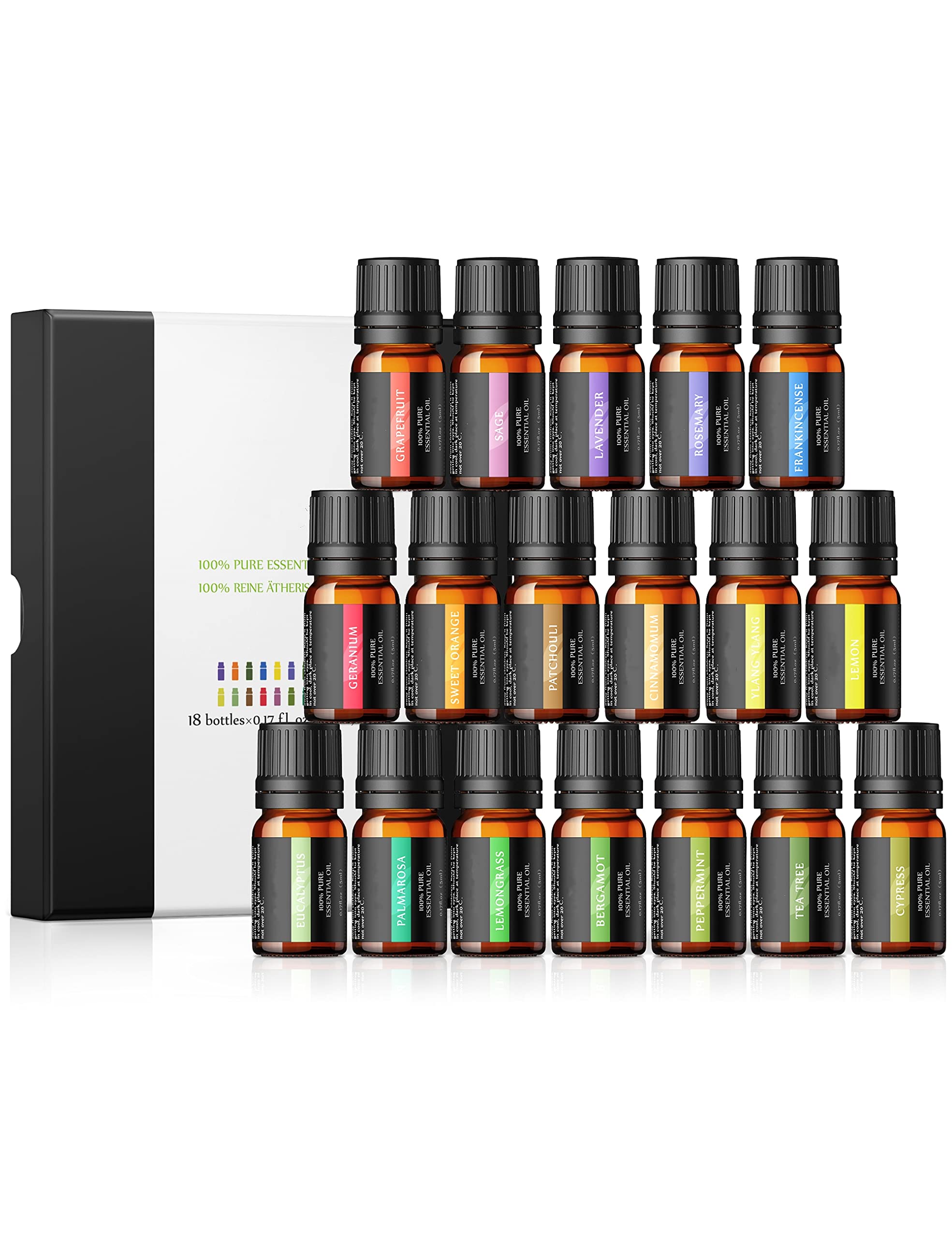 Amazon.co.jp: エッセンシャルオイル セット 精油 5ml*18 天然100