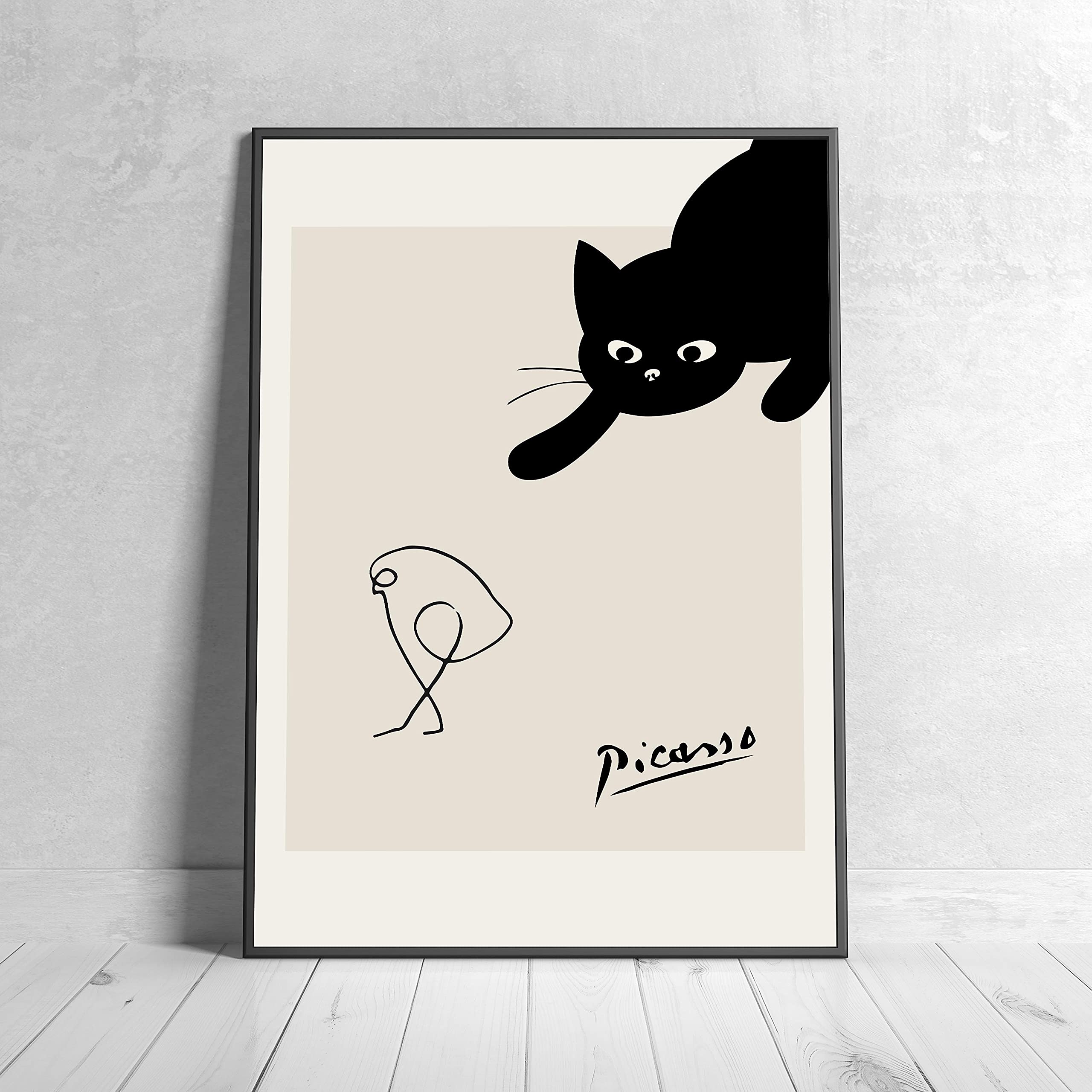 Amazon.co.jp: ピカソ シンプル 黒猫 アート ポスター オシャレ