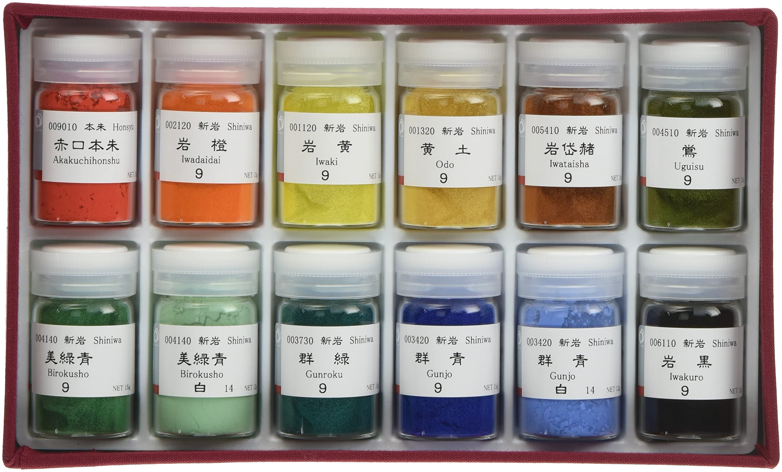 Amazon | ナカガワ胡粉 日本画用絵具 鳳凰 岩絵具 Aセット 12色(赤