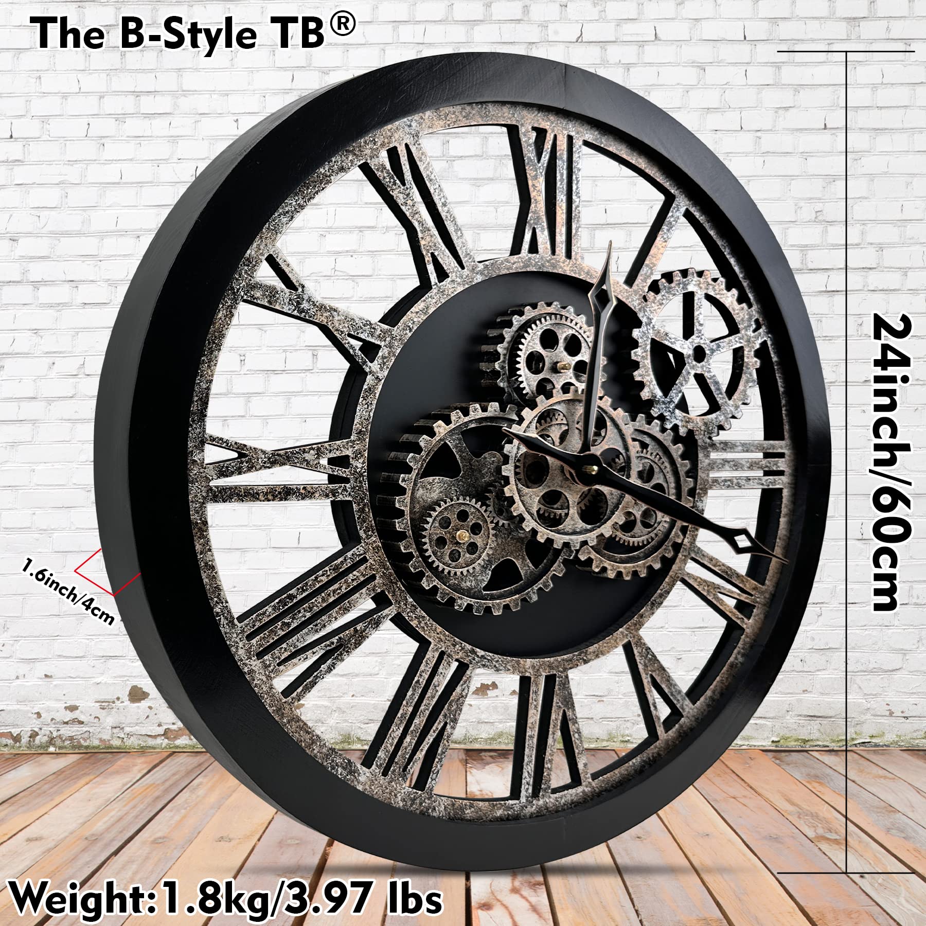 Amazon.com: The B-Style Large 24 inch Moving Gear Wall Clock