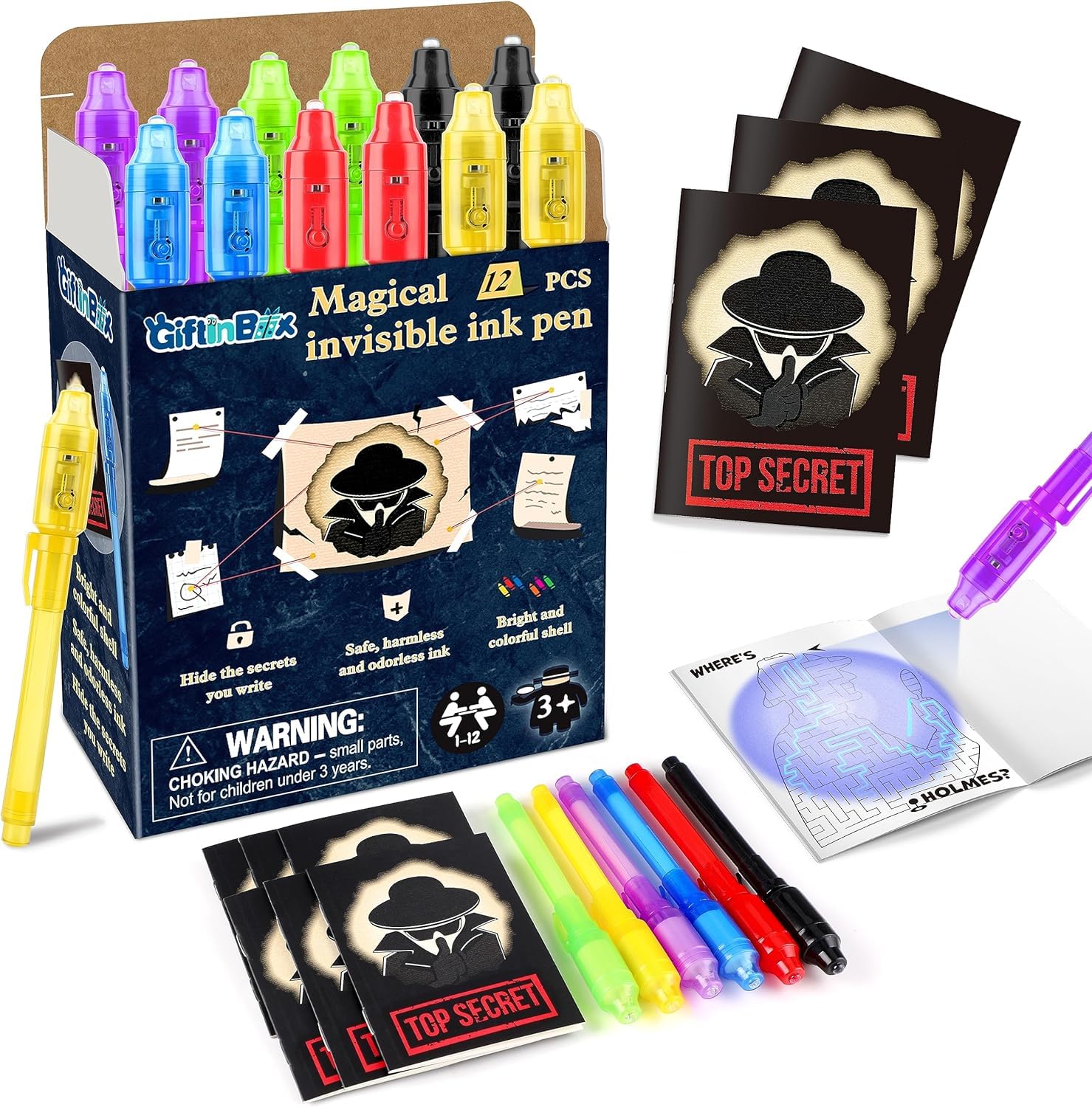 Amazon.com: GIFTINBOX Invisible Ink Pens with UV light for Kids