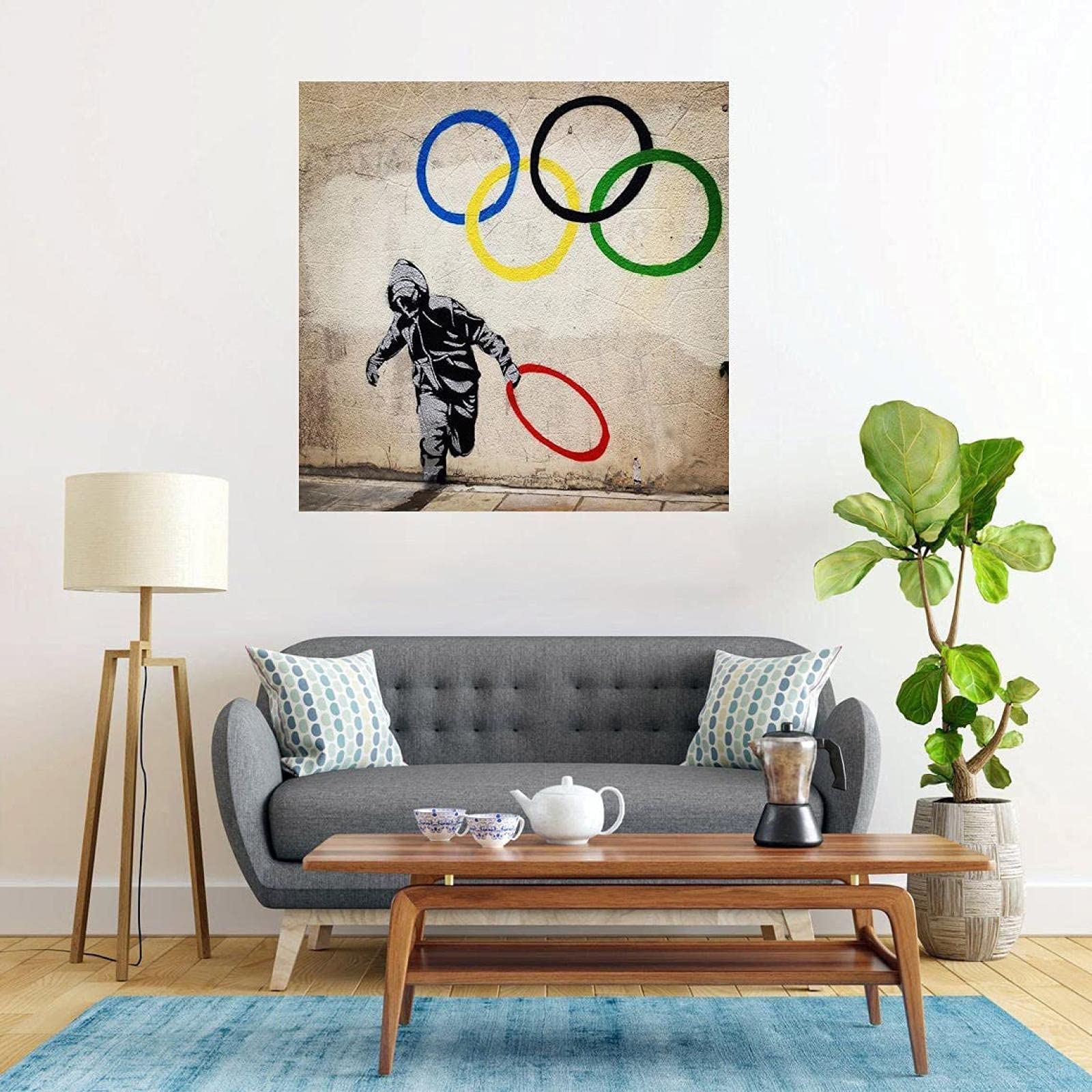 Amazon.co.jp: バンクシーの写真のキャンバス-オリンピックリング