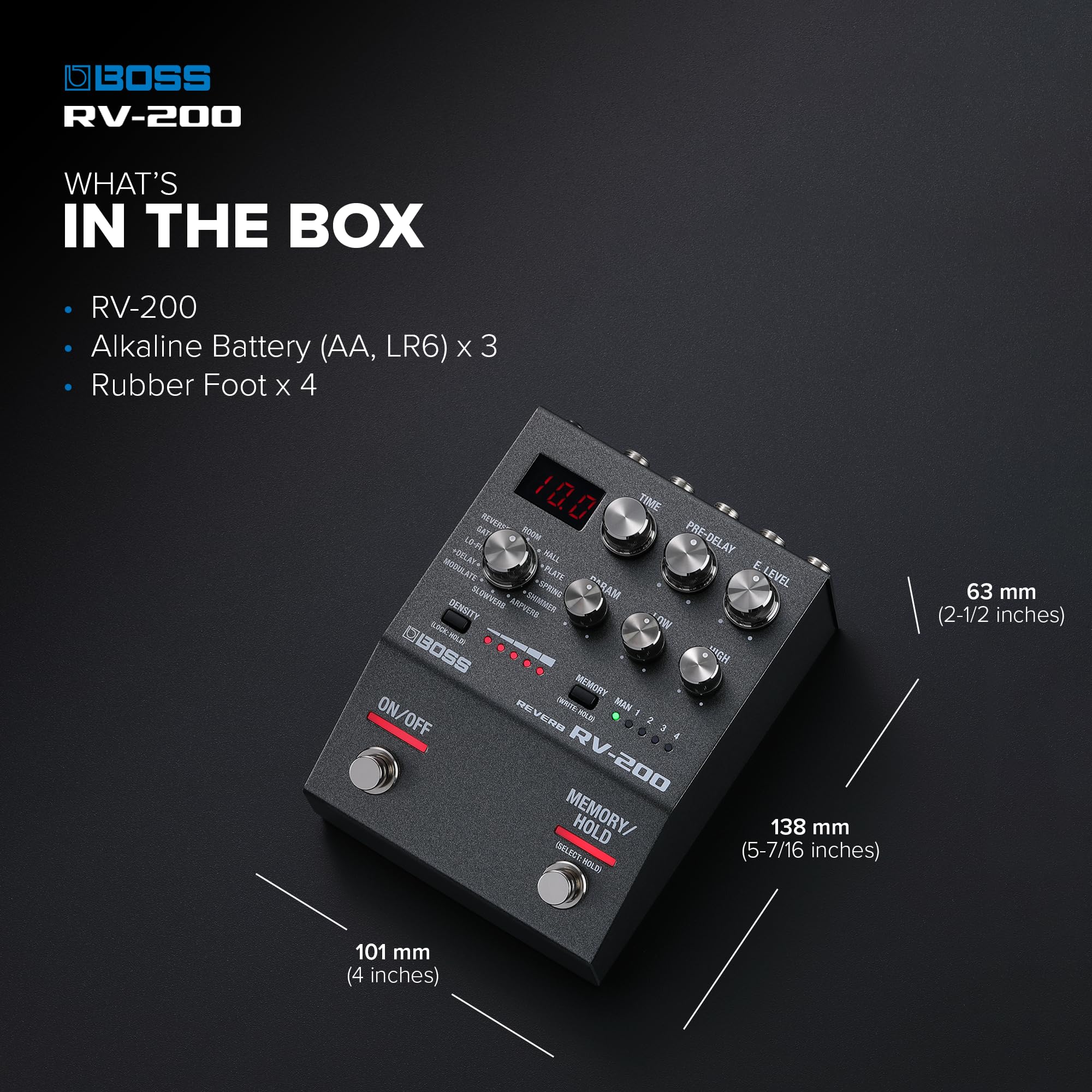 Amazon.com: Boss RV-200 Reverb Pedal : Musical Instruments