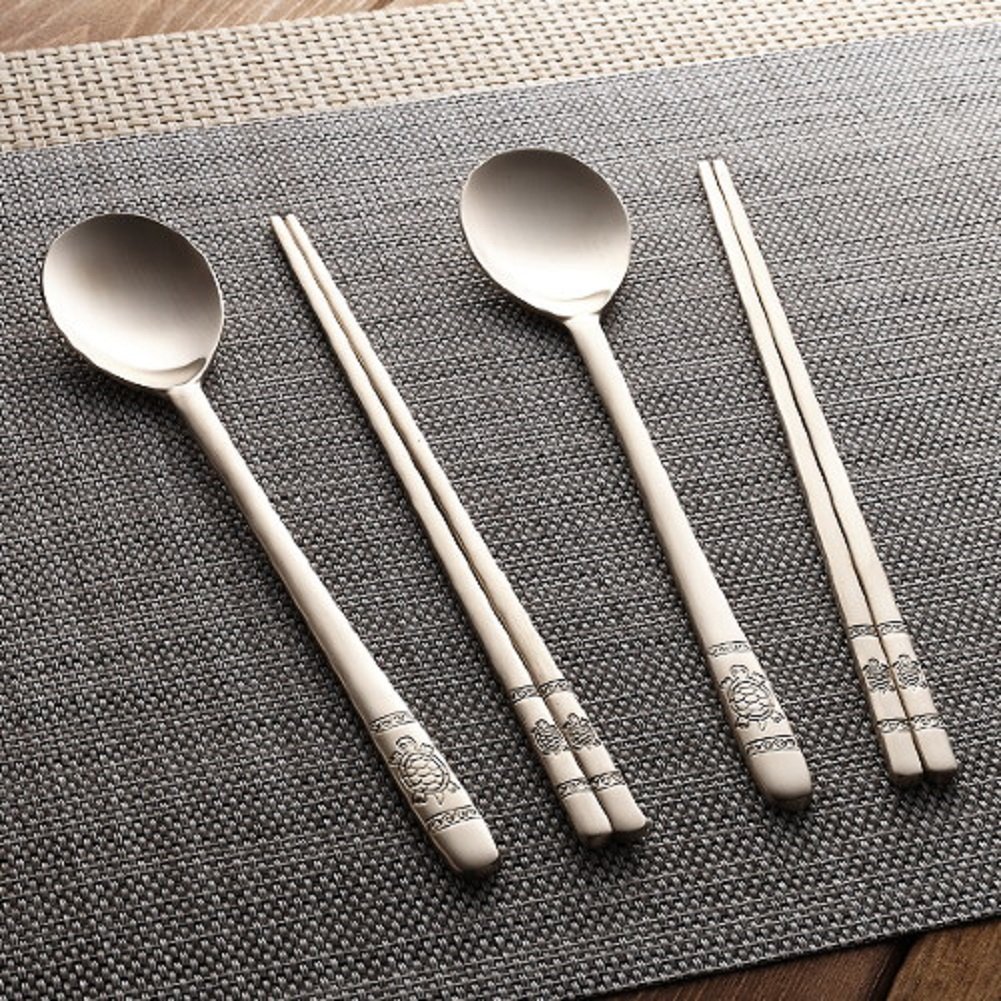 Amazon | Golden Bell 伝統的な真鍮スプーン&箸セット ライトゴールド