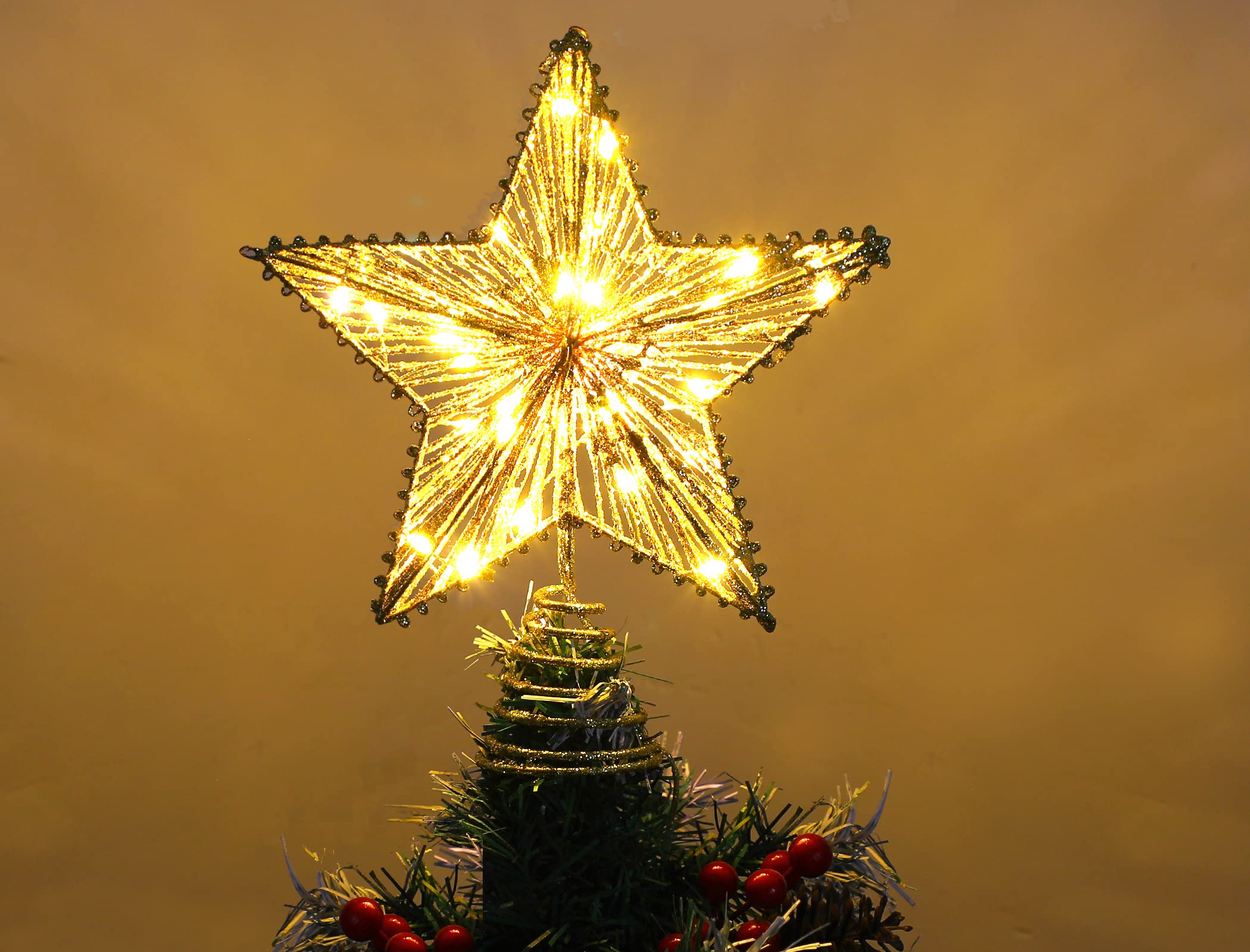 Amazon.co.jp: DERAYEE クリスマスツリートップ LED 五芒星 飾り 電池