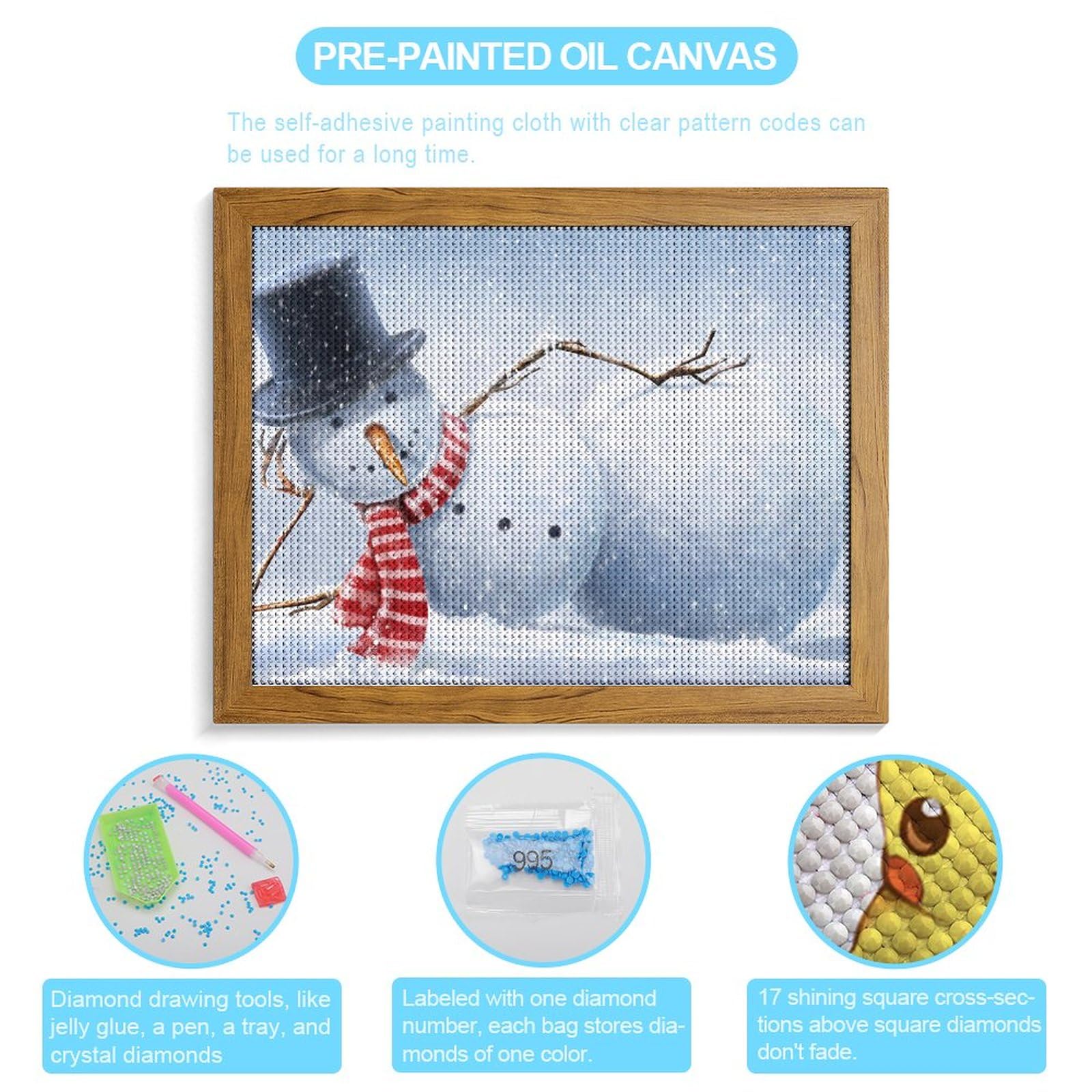 Amazon | ダイヤモンドアート 雪だるまのクリスマス ダイヤモンド刺繍