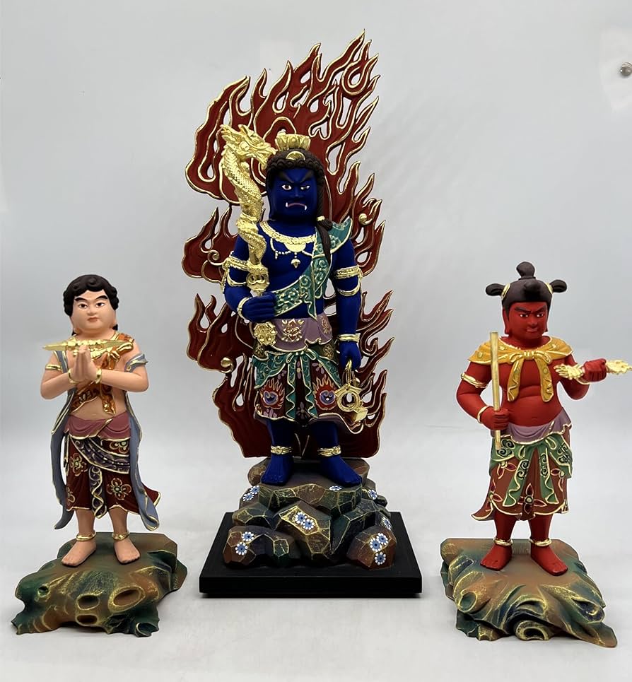 Amazon｜仏像 不動三尊像 立像 不動明王 脇侍 羯羅（こんがら）童子 制