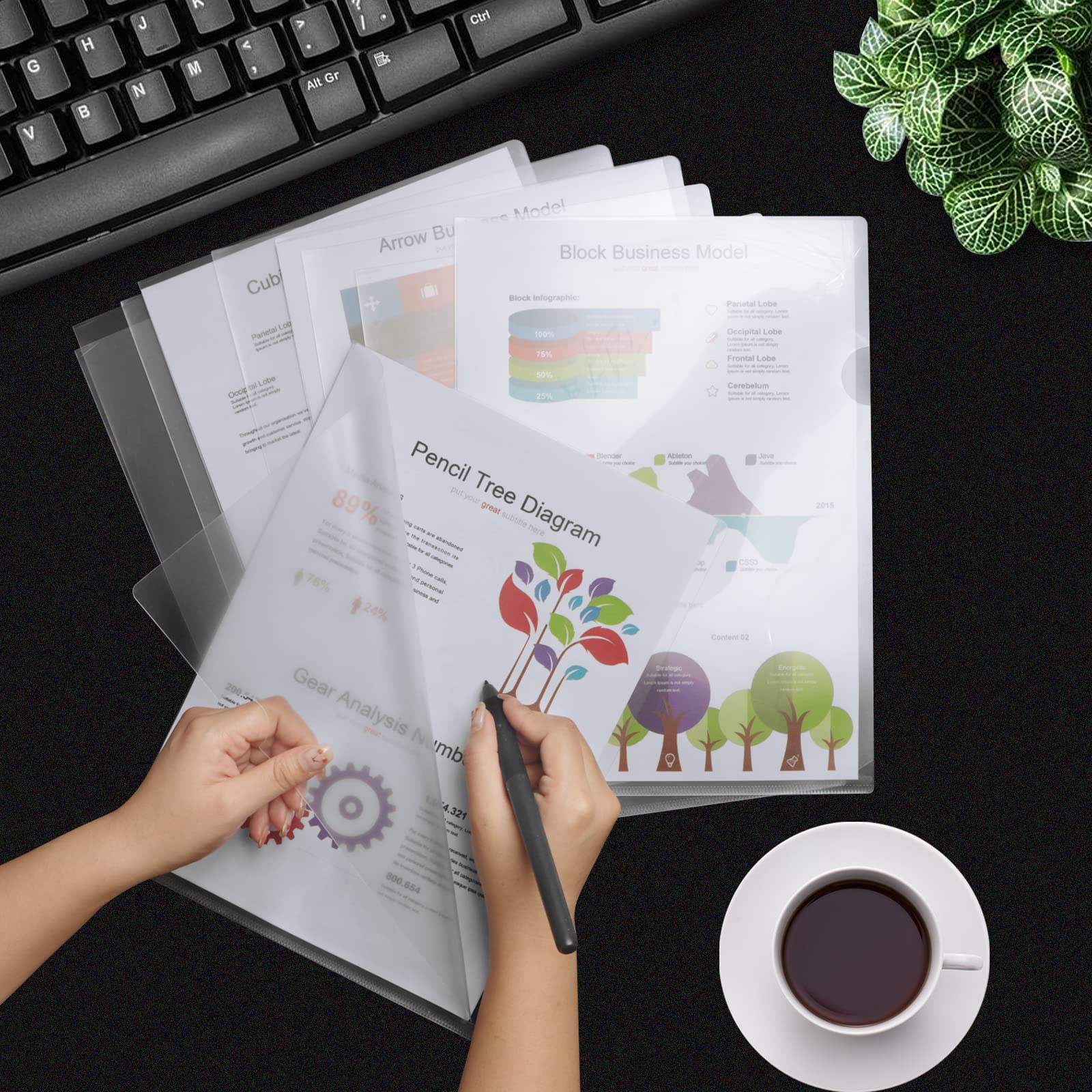 Amazon | クリアファイルフォルダー 12個パック - A4/レターサイズの