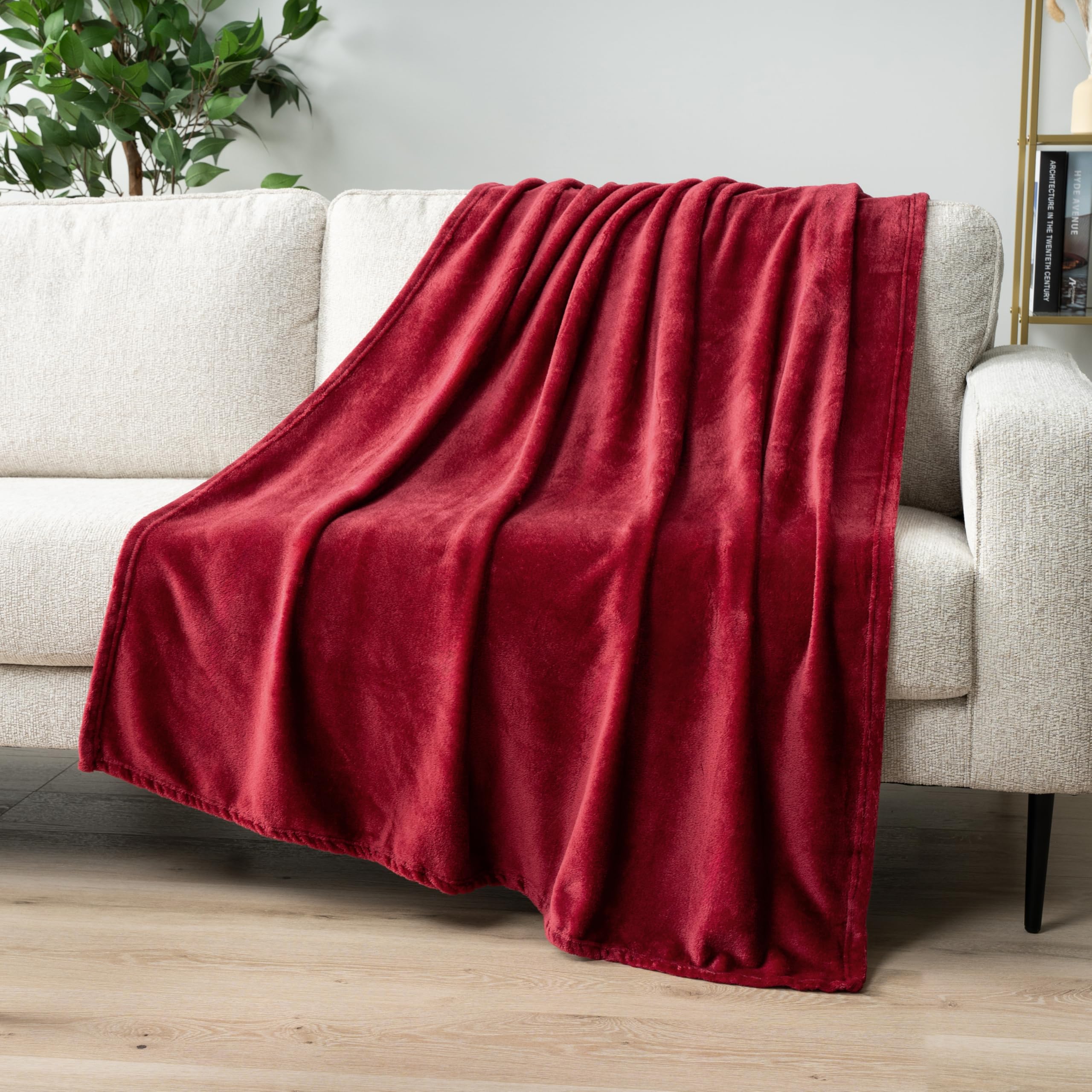 Amazon.com: PAVILIA Wine Red Fleece Throw Blanket for Couch