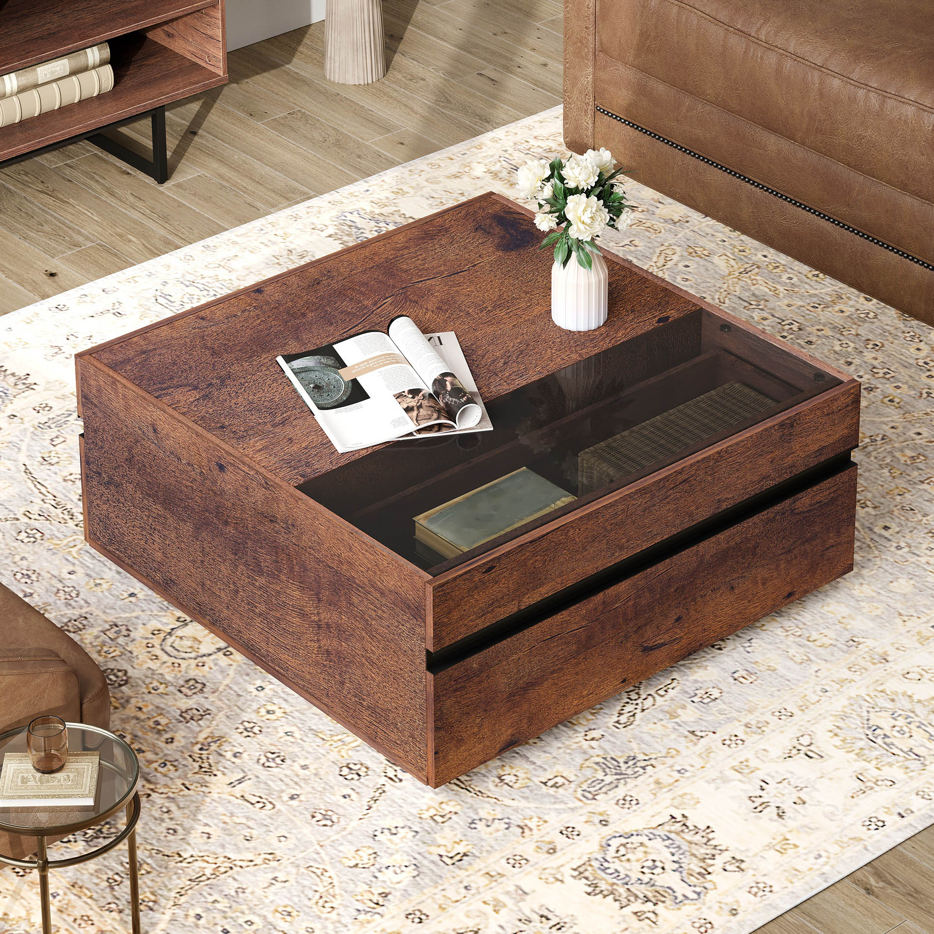 Amazon.co.jp: WAMPATローテーブル センターテーブル 正方形 木制