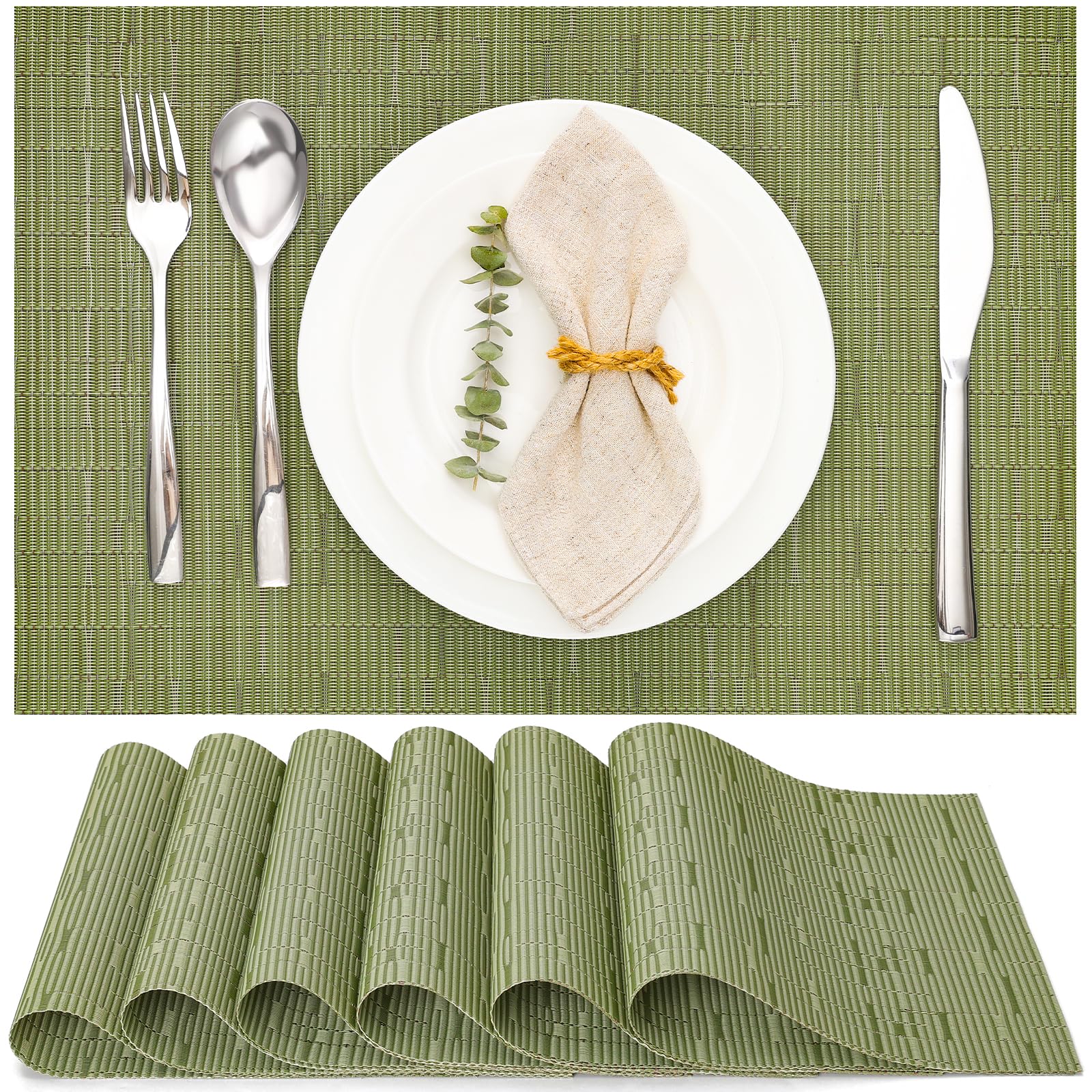 Amazon.com: Myir JUN Placemats Set of 6, Vinyl Woven Placemats