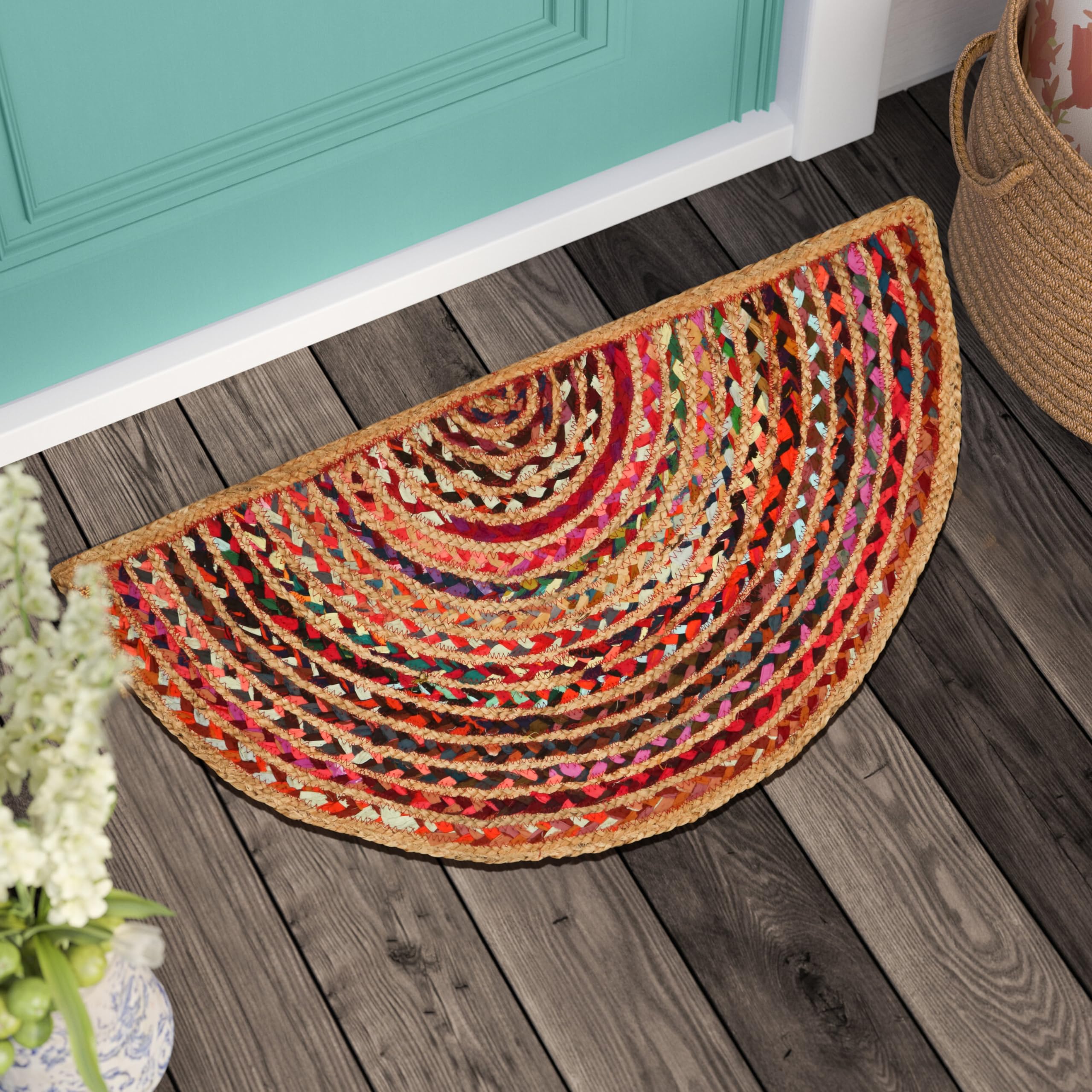 Amazon.com: RIANGI Boho Braided 1.5x3 Area Rug - Jute Chindi Half