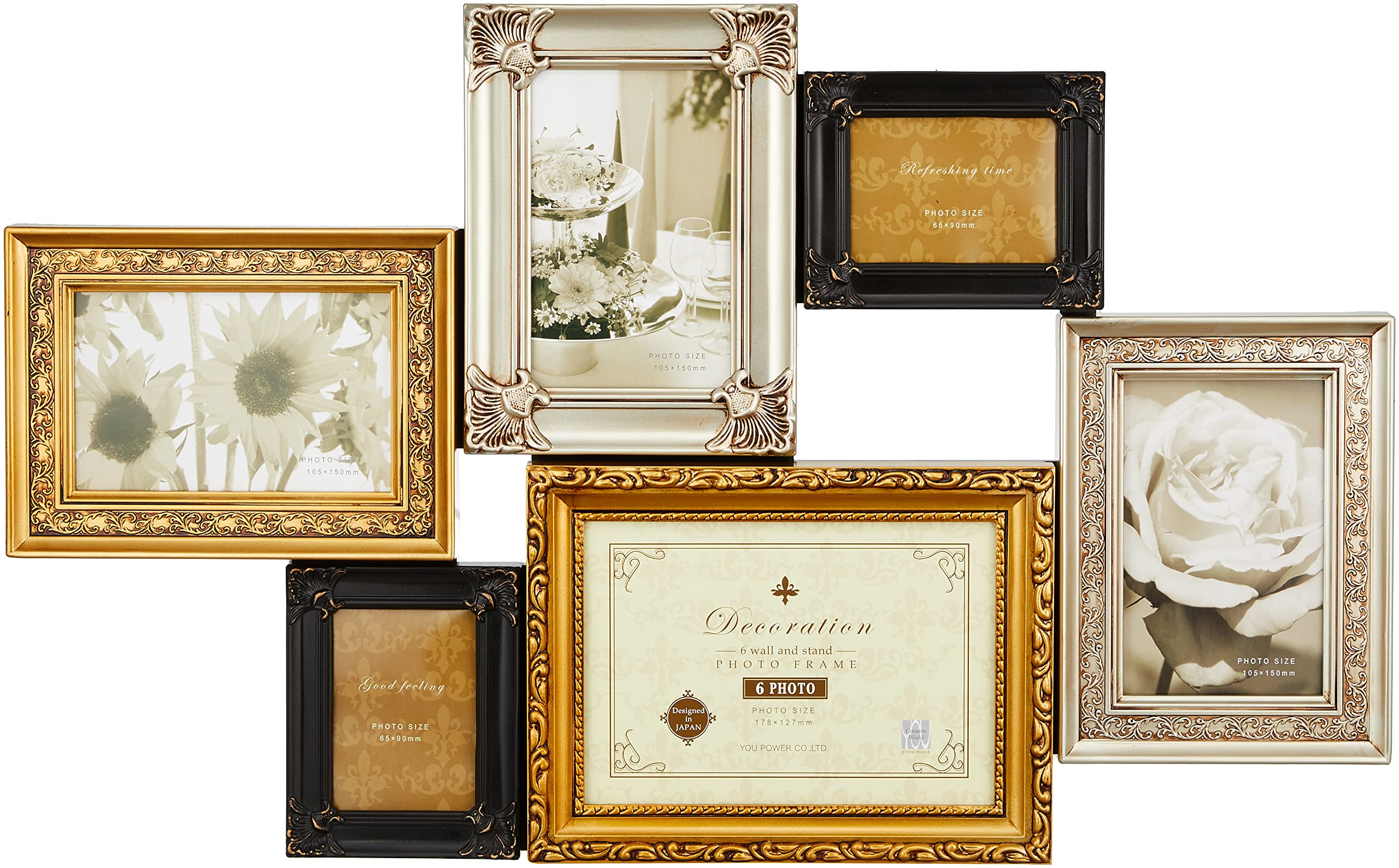 Amazon.co.jp: ユーパワー 写真たて・フォトフレーム ゴールドミックス
