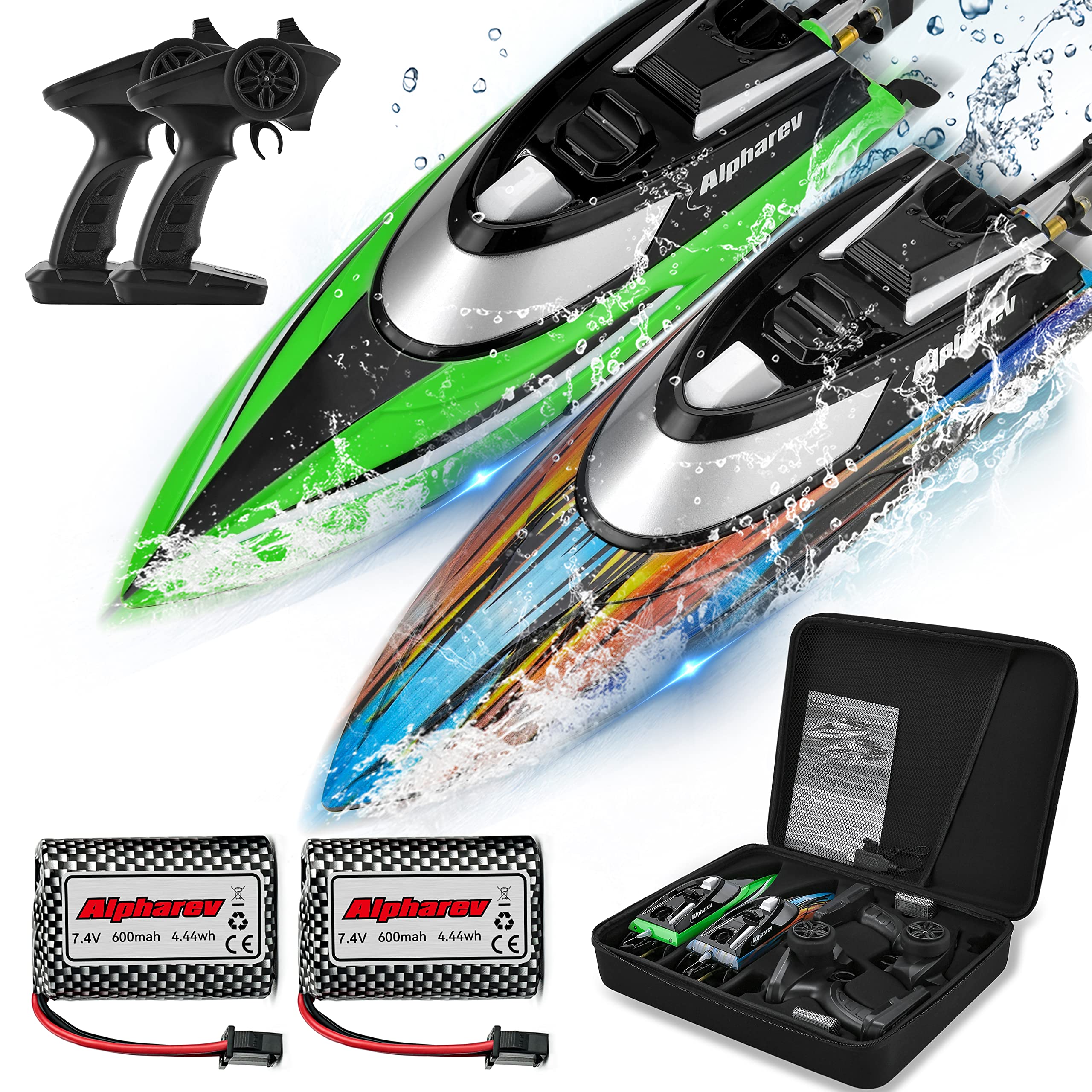 Amazon.com: ALPHAREV RC Boat with Case R308MINI 2 Packs 20+ MPH