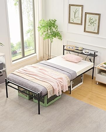 Amazon｜VECELO ベッドフレーム シングル 2口コンセント&USB充電付き