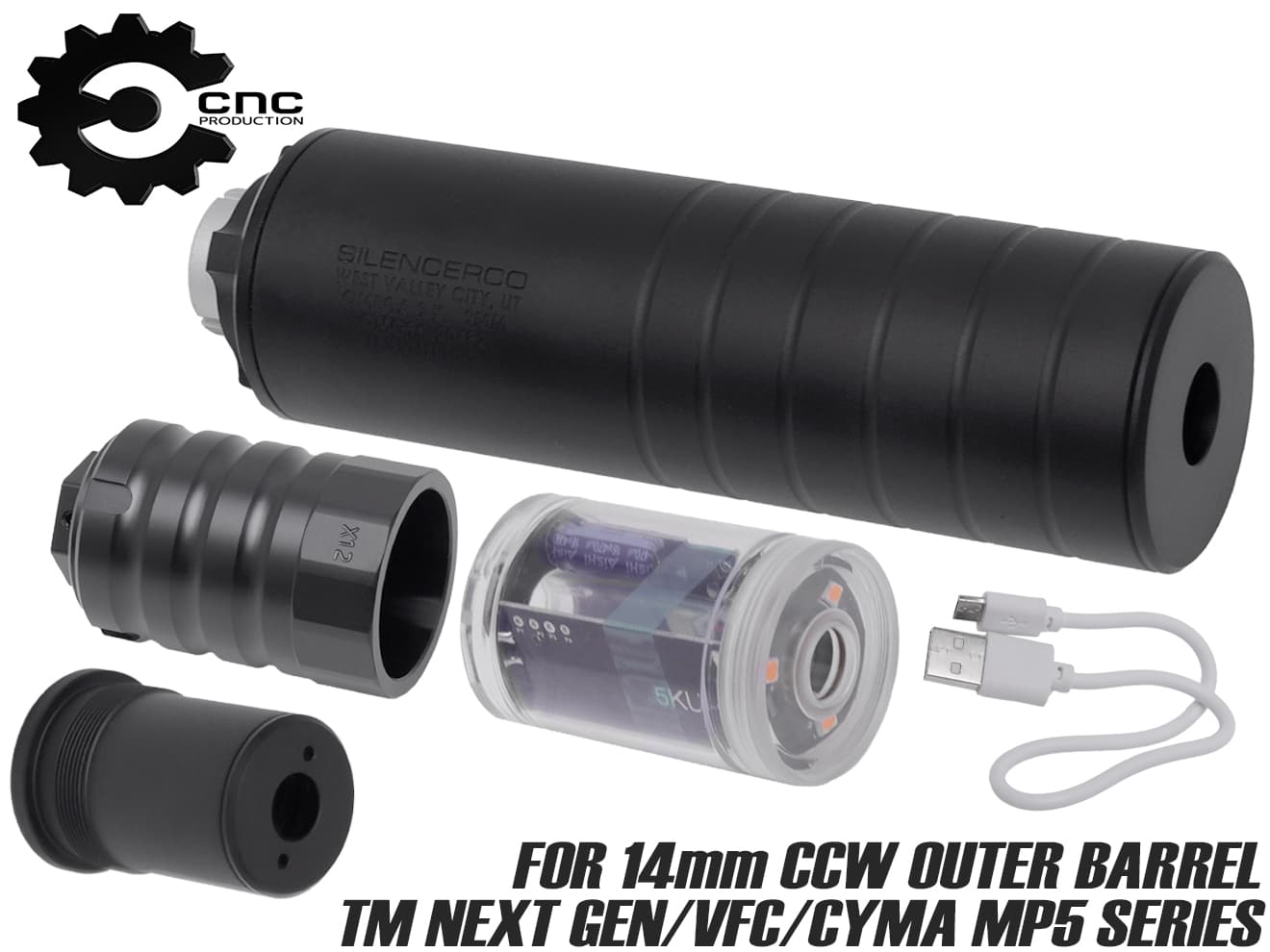 CNC Production Omega9Kタイプ サプレッサー for 14mmCCW / MP5